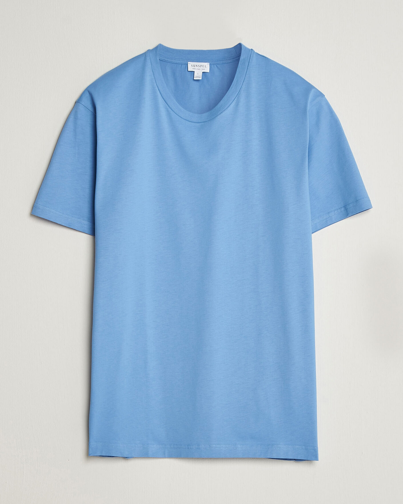 Hombres | Camisetas | Sunspel | Riviera Midweight T-Shirt Azure Blue