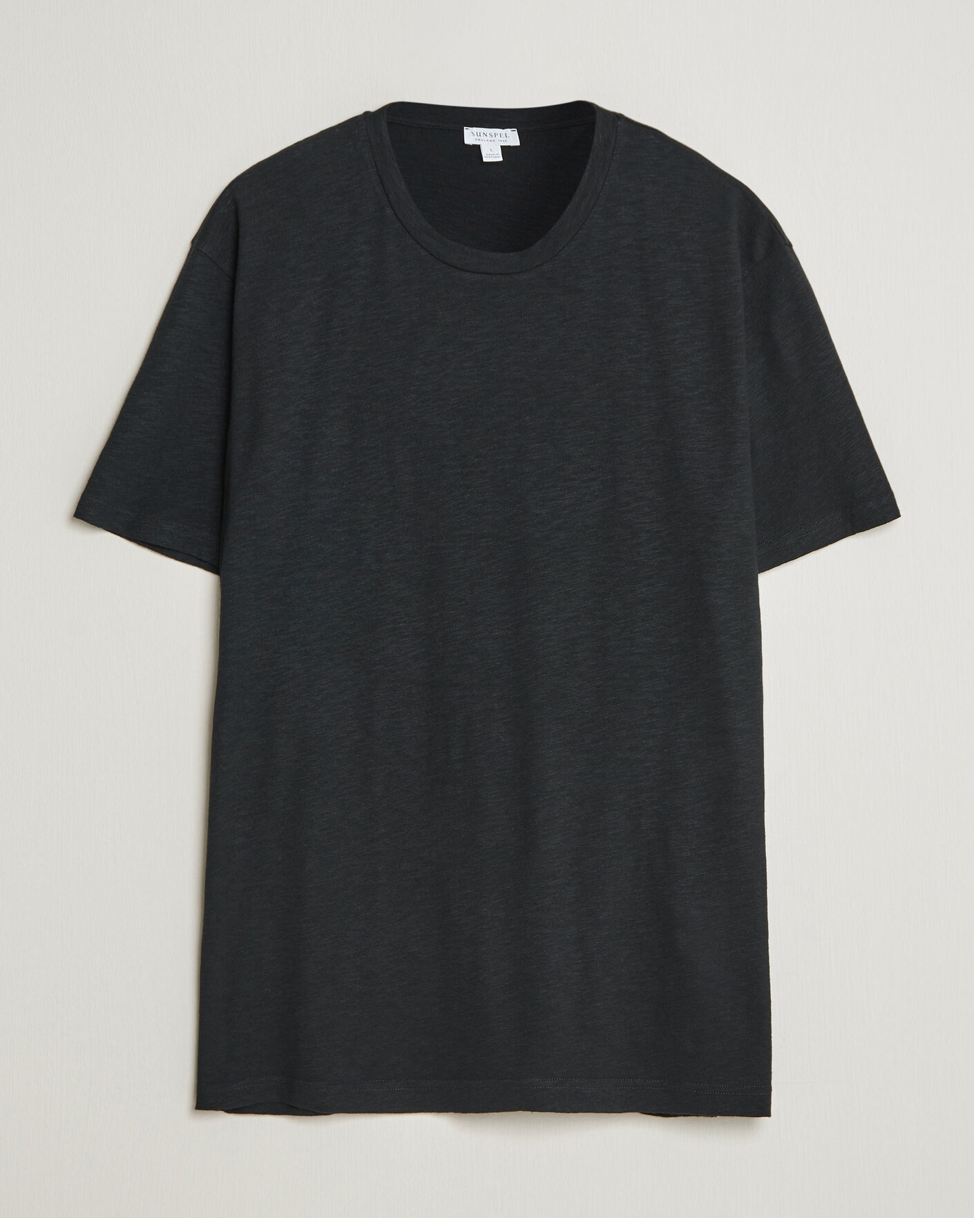 Hombres | Camisetas | Sunspel | Pima Cotton/Linen T-Shirt Black