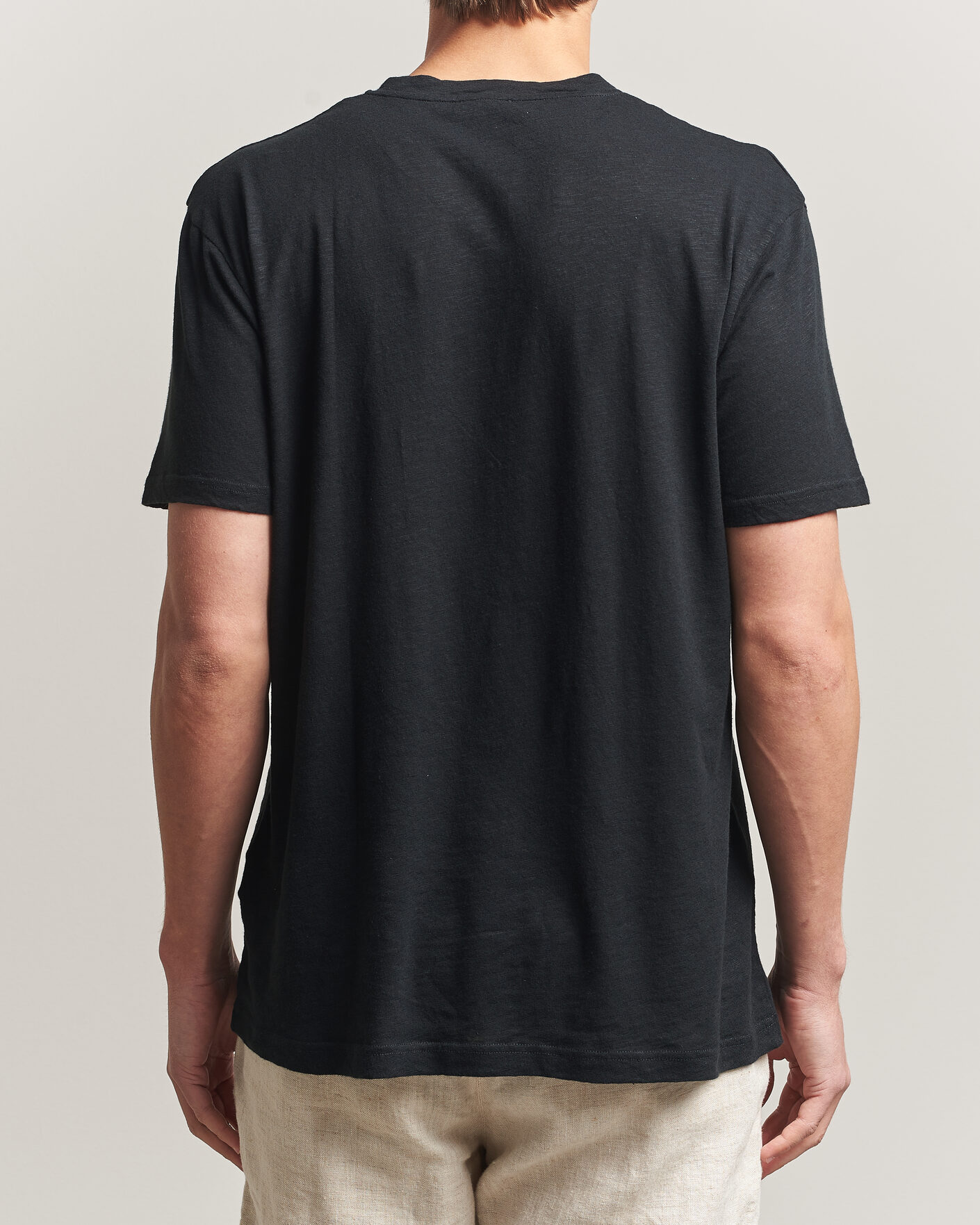 Hombres | Camisetas | Sunspel | Pima Cotton/Linen T-Shirt Black