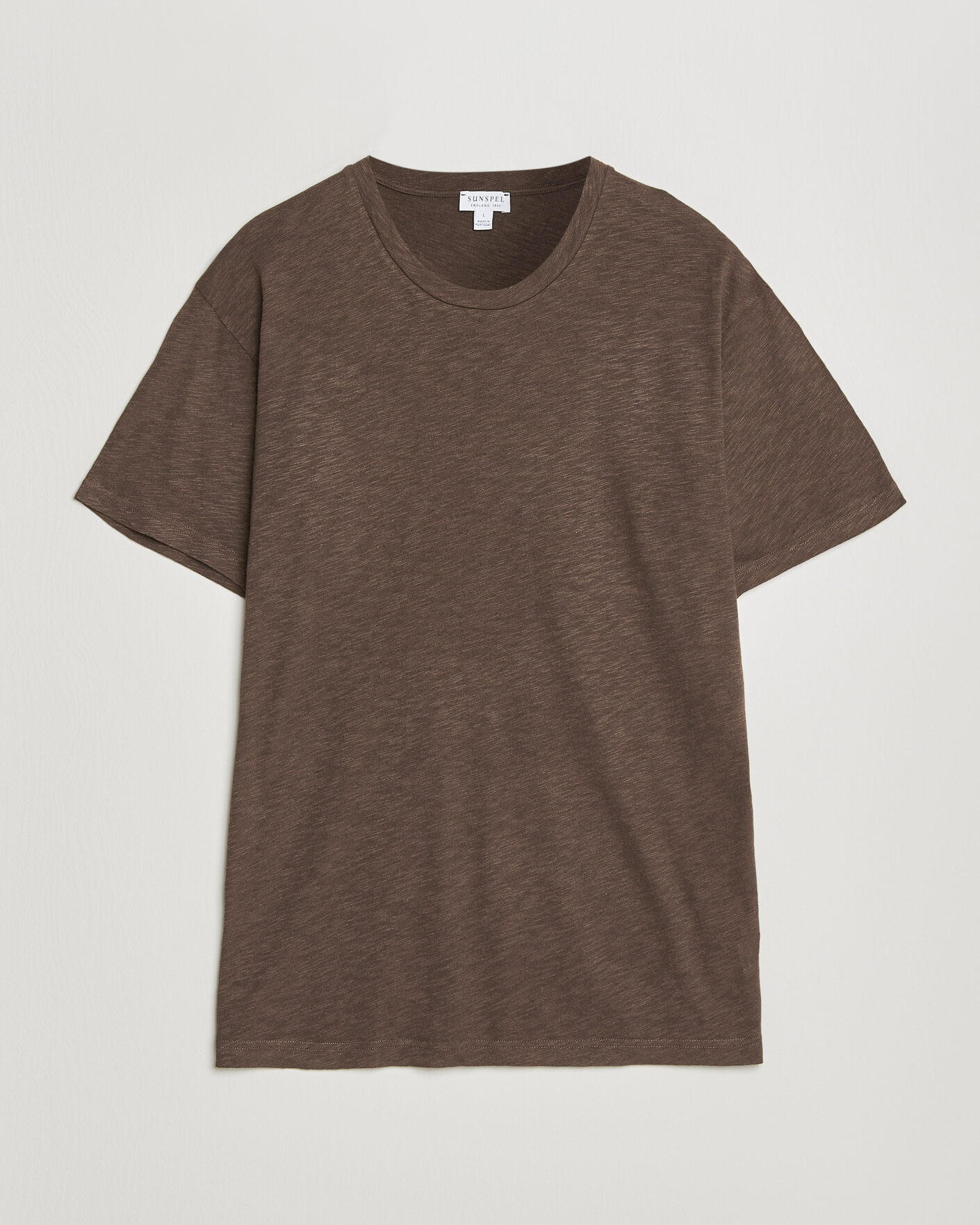 Hombres | Camisetas | Sunspel | Pima Cotton/Linen T-Shirt Dark Walnut