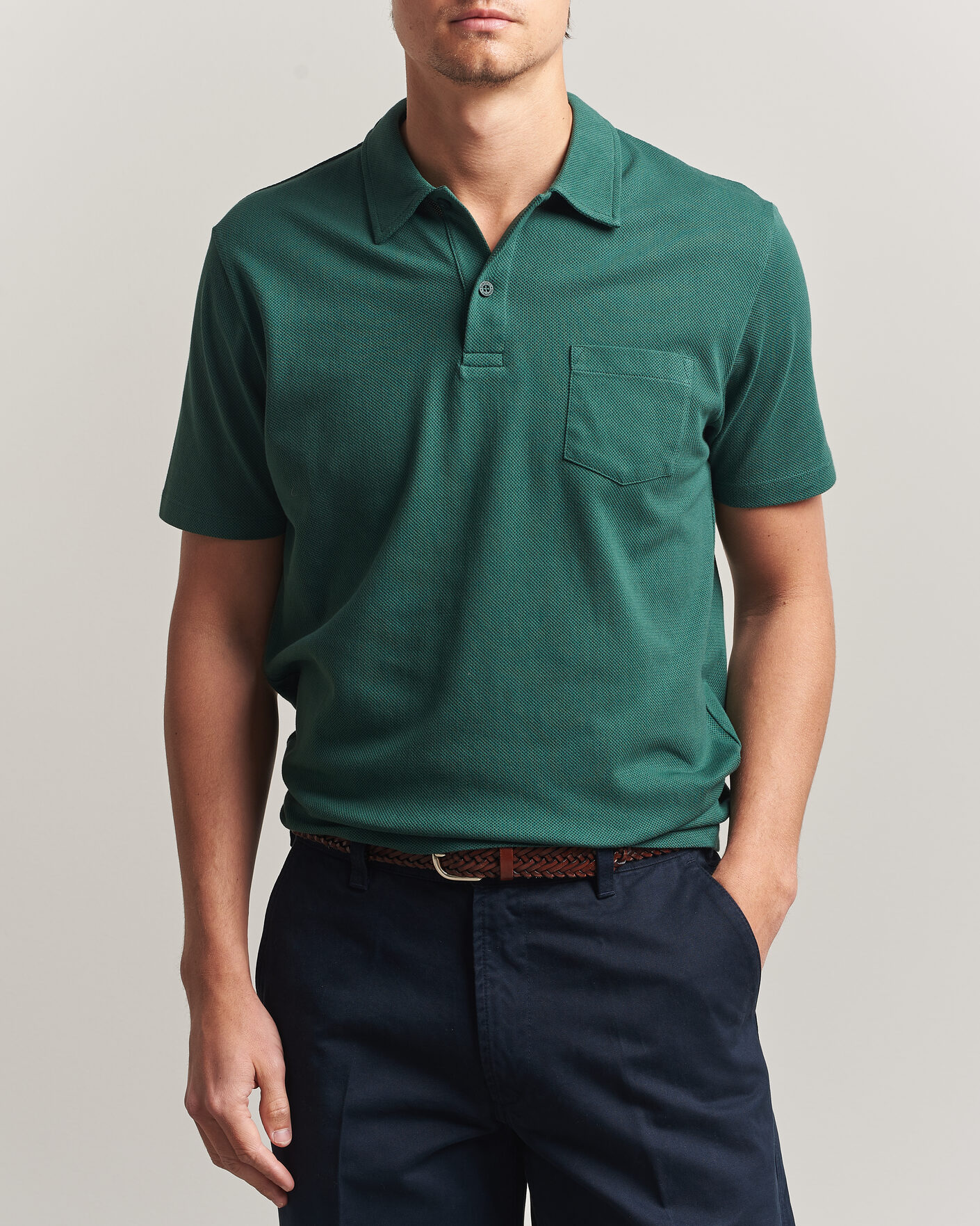 Hombres | Polos | Sunspel | Riviera Polo Shirt Forest Green
