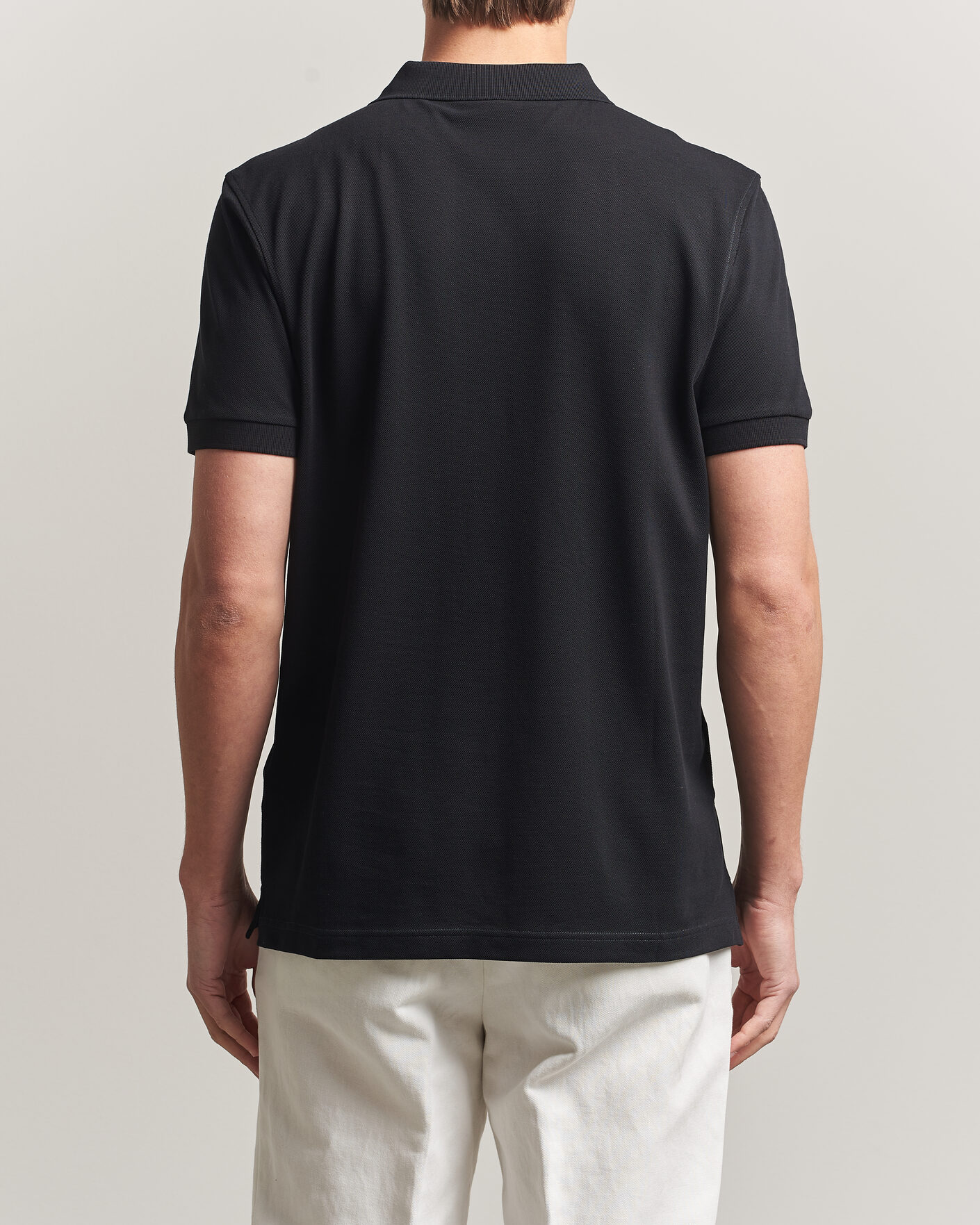 Hombres | Polos | Sunspel | Short Sleeve Pique Polo Black