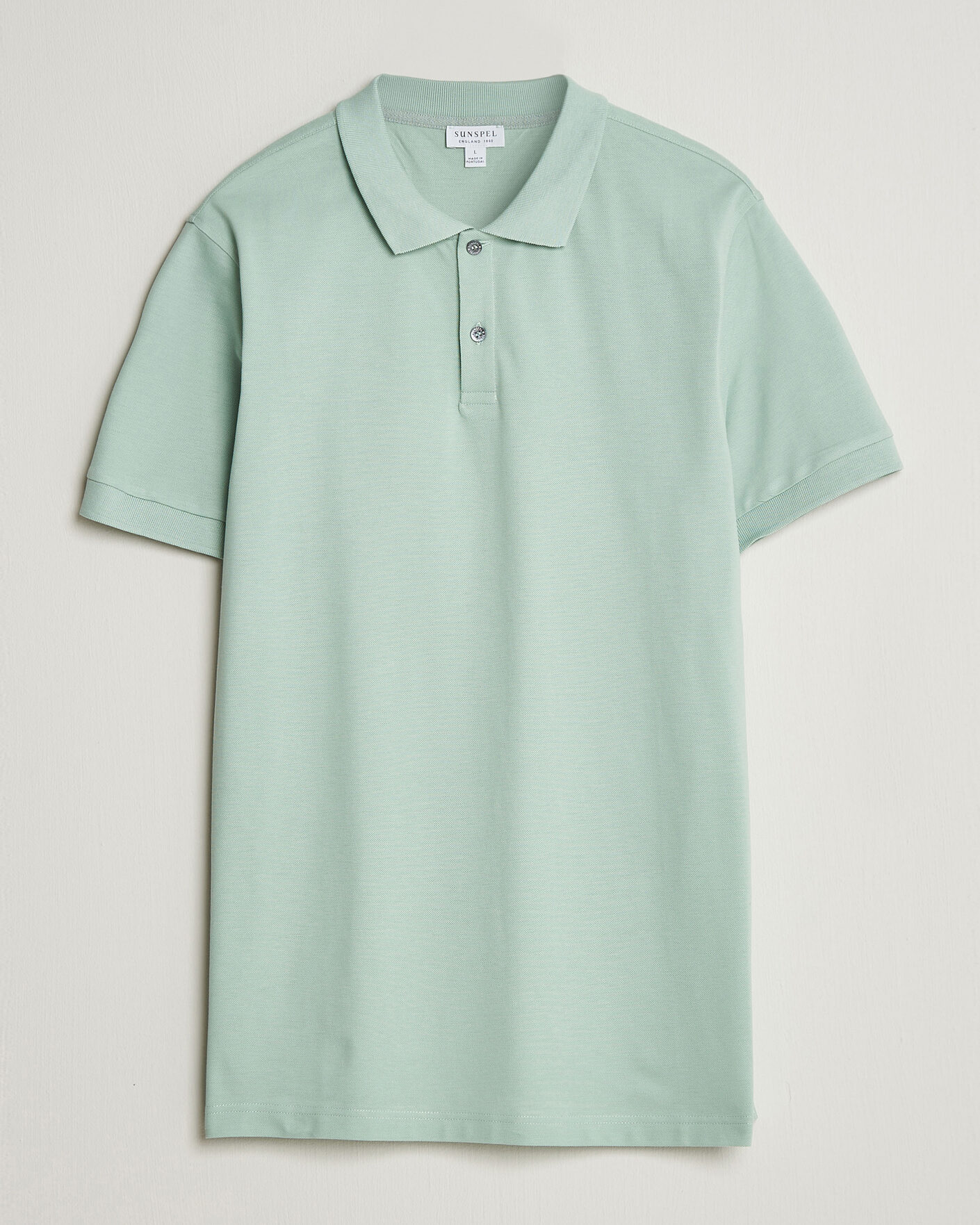 Hombres | Polos | Sunspel | Short Sleeve Pique Polo Laurel Green