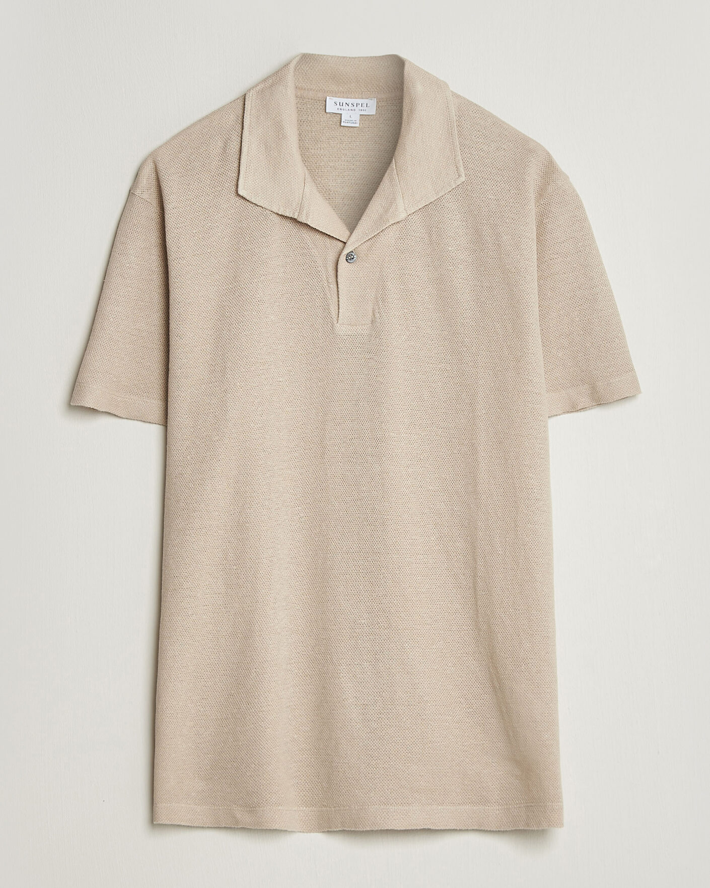 Hombres | Polos | Sunspel | Linen Pique Polo Hazelwood