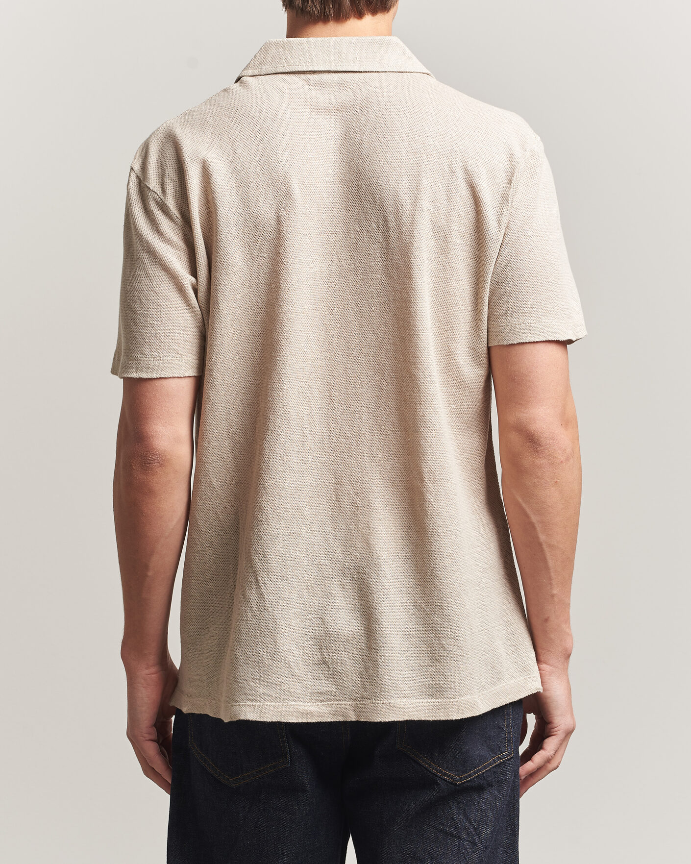 Hombres | Polos | Sunspel | Linen Pique Polo Hazelwood