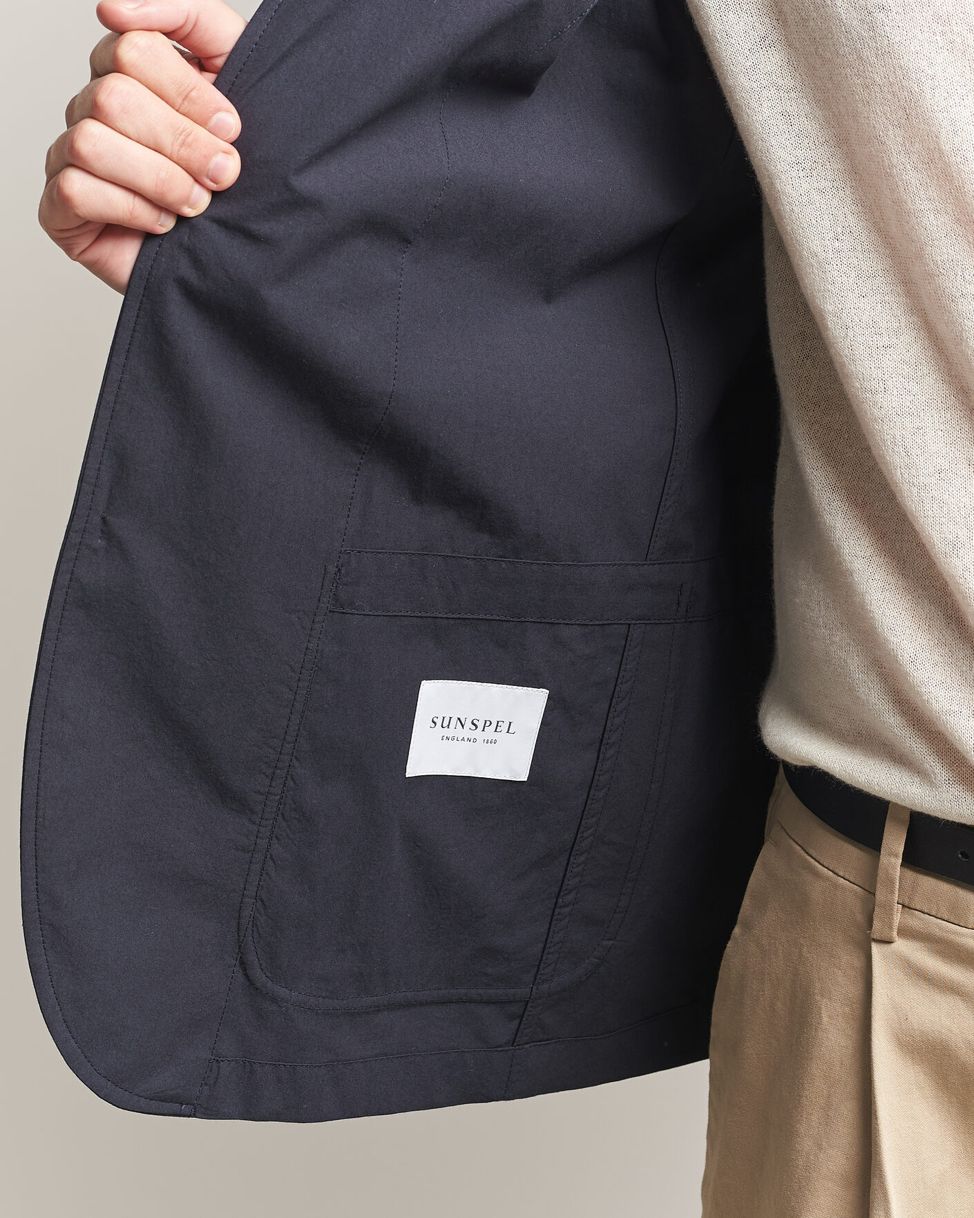 Hombres | Blazers | Sunspel | Lightweight Poplin Jacket Blazer Navy