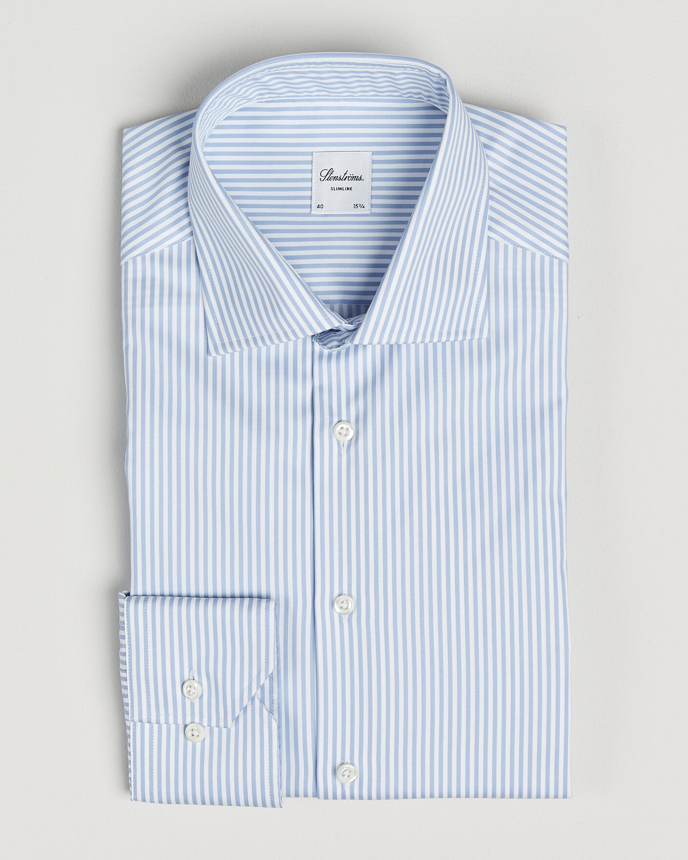 Hombres | Camisas | Stenströms | Slimline Stripe Cut Away Shirt Light Blue