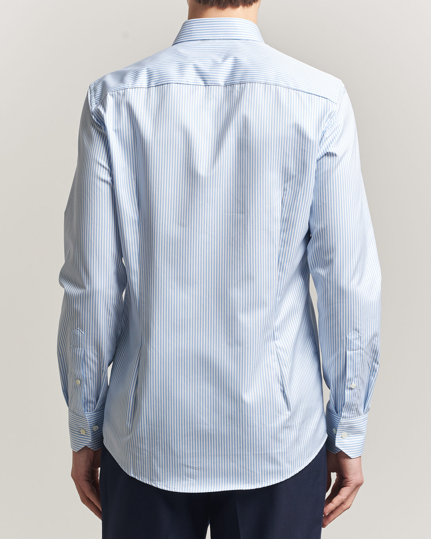 Hombres | Camisas | Stenströms | Slimline Stripe Cut Away Shirt Light Blue