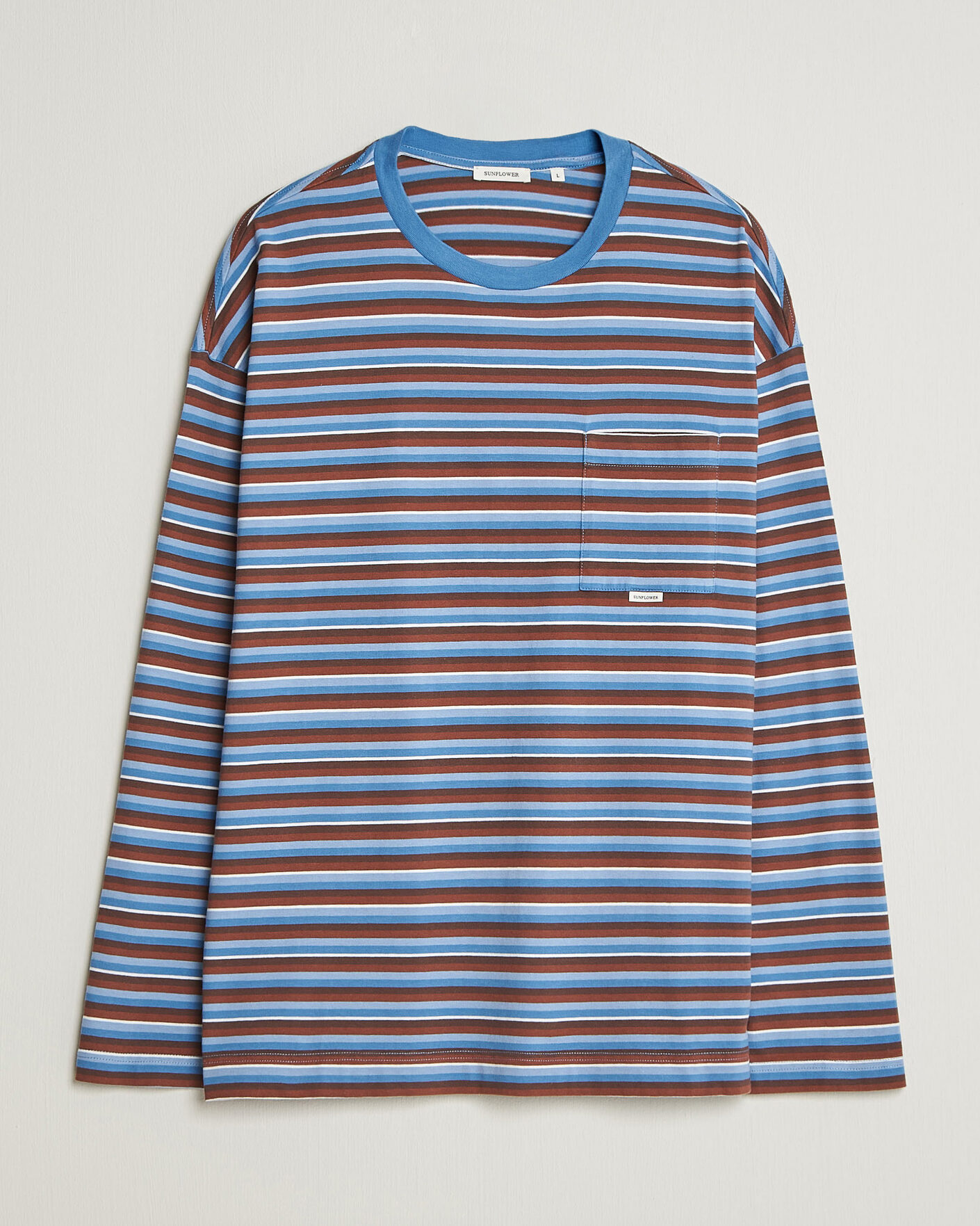 Hombres | Camisetas | Sunflower | Long Sleeve Pocket Tee Blue Stripe