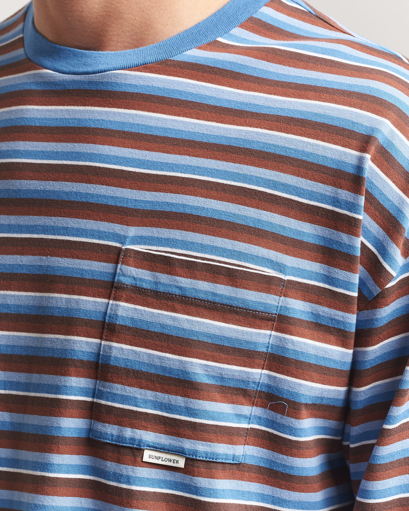 Hombres | Camisetas | Sunflower | Long Sleeve Pocket Tee Blue Stripe