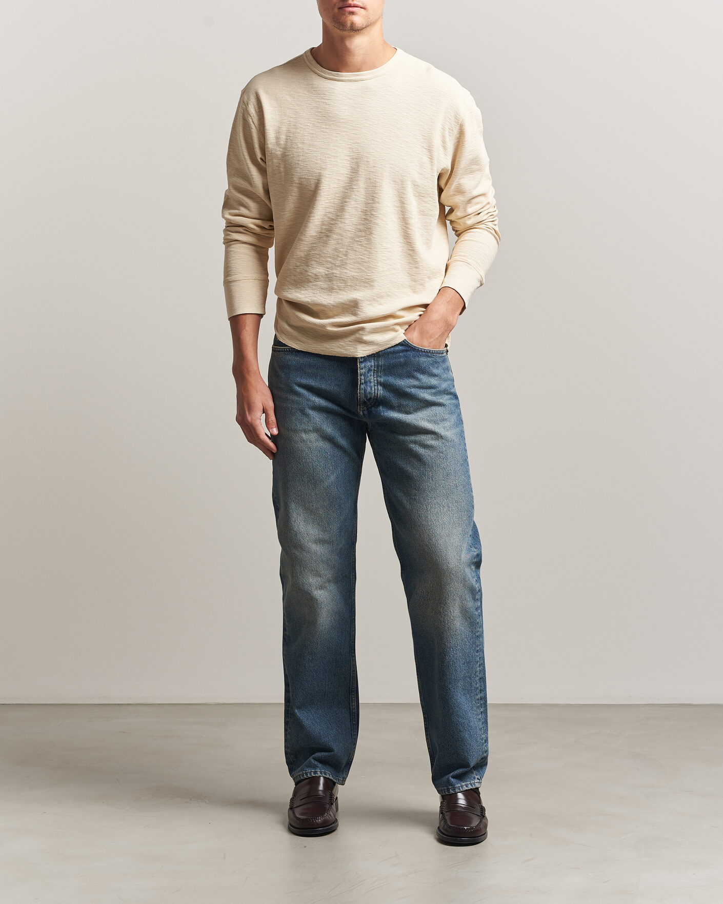 Hombres | Camisetas | Sunflower | Long Sleeve Waffle Tee Beige