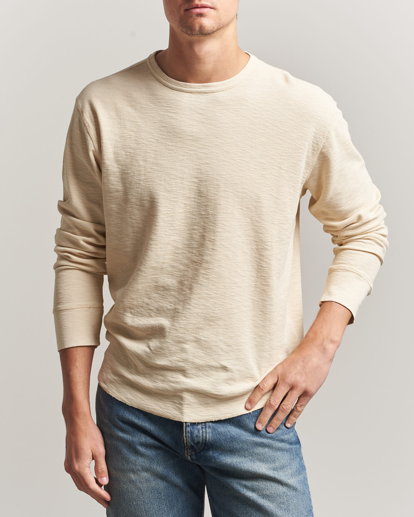 Hombres | Camisetas | Sunflower | Long Sleeve Waffle Tee Beige