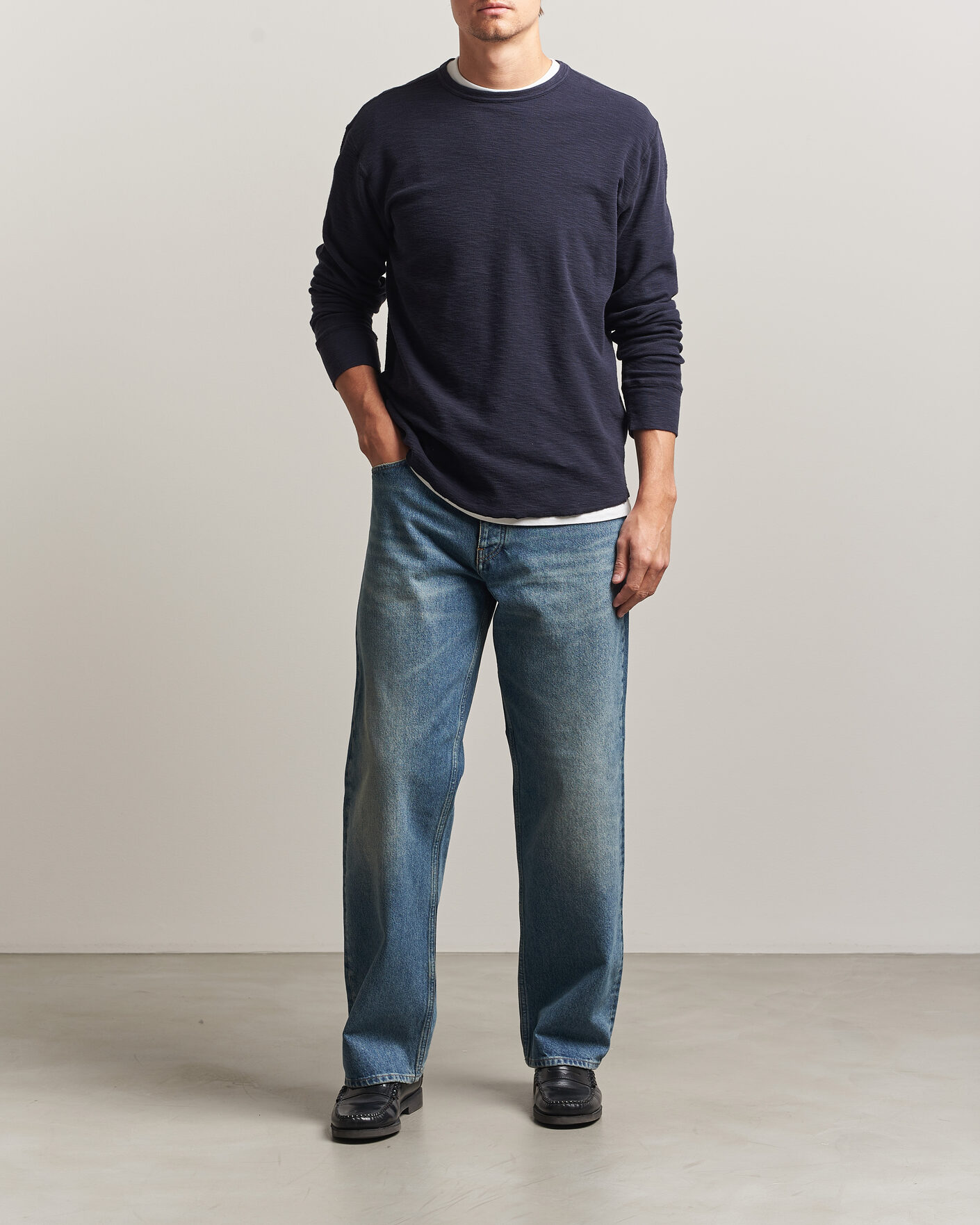 Hombres | Camisetas | Sunflower | Long Sleeve Waffle Tee Navy