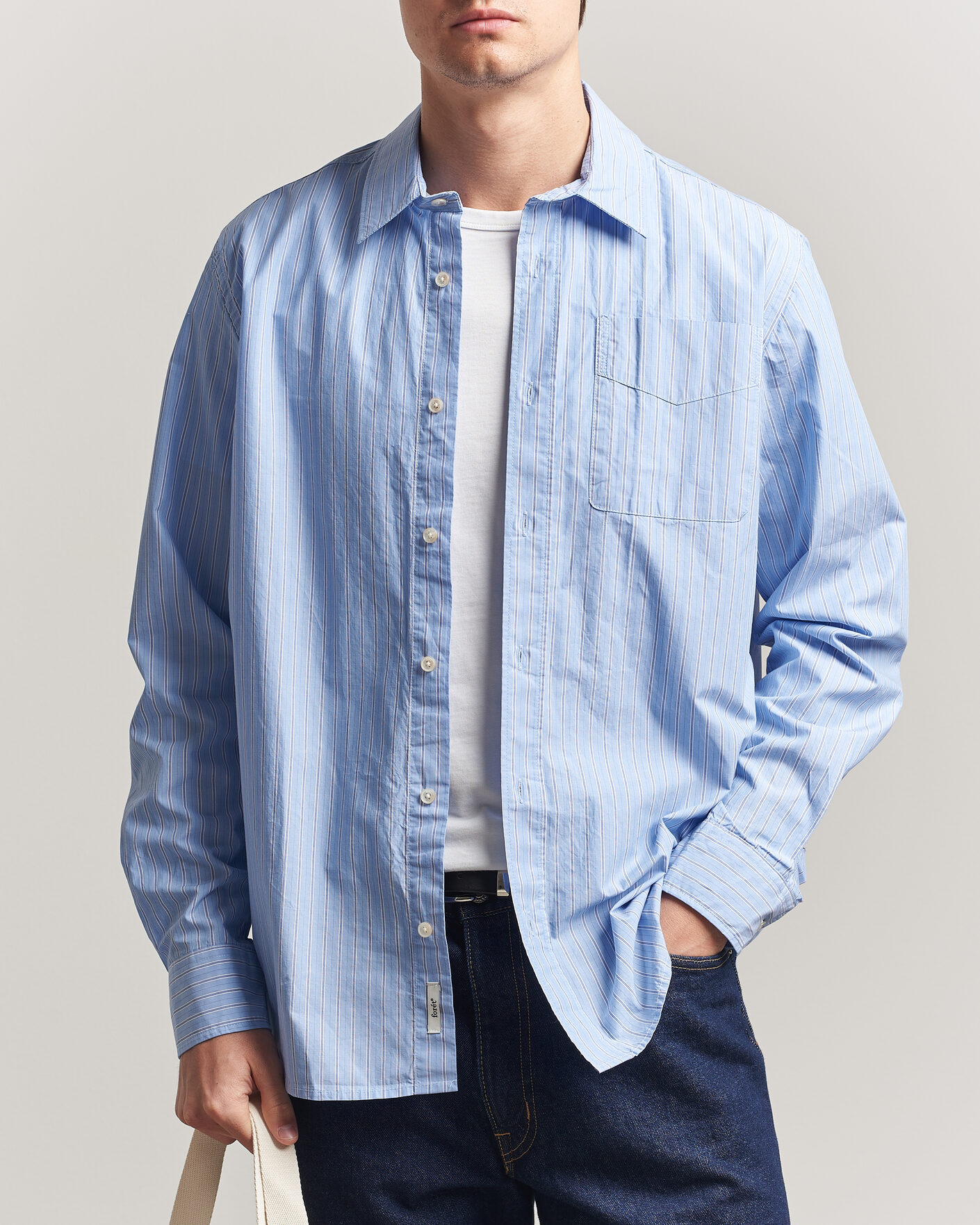 Hombres | Camisas | Forét | Maple Regular Fit Poplin Shirt Light Blue