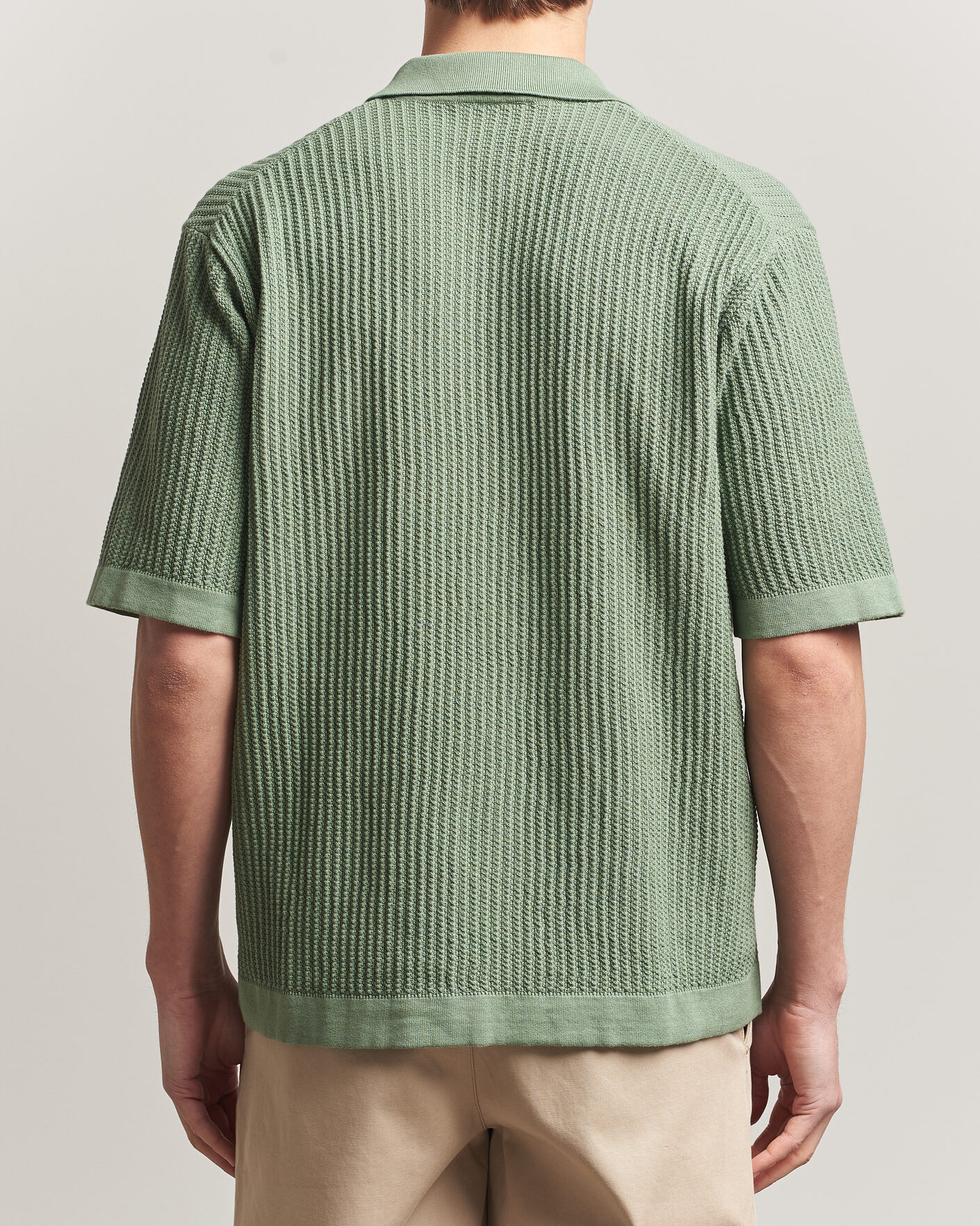 Hombres | Camisas | Forét | Barrow Short Sleeve Knitted Cotton Shirt Green Oxide