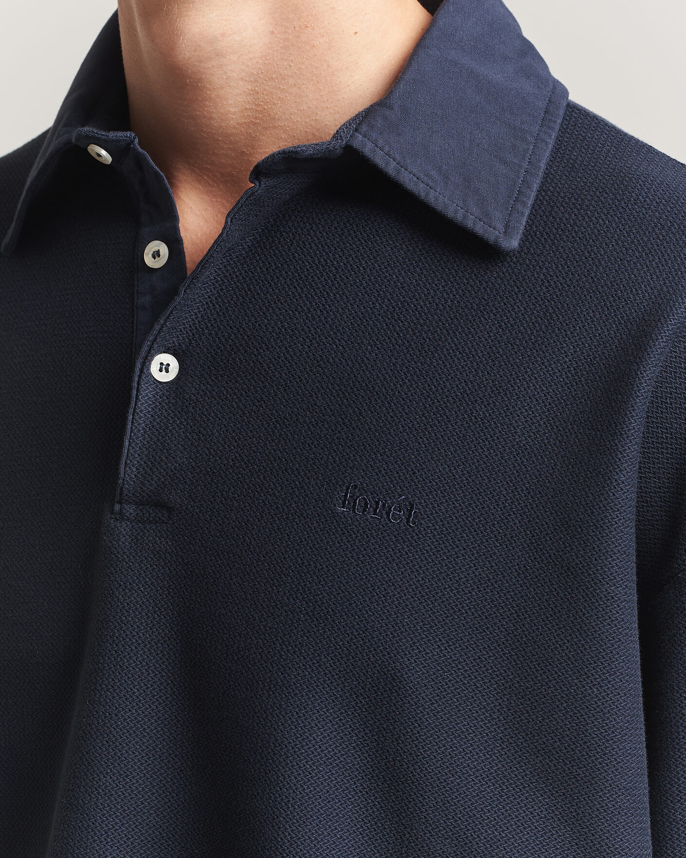 Hombres | Jerséis y prendas de punto | Forét | Herb Textured Knit Polo Navy