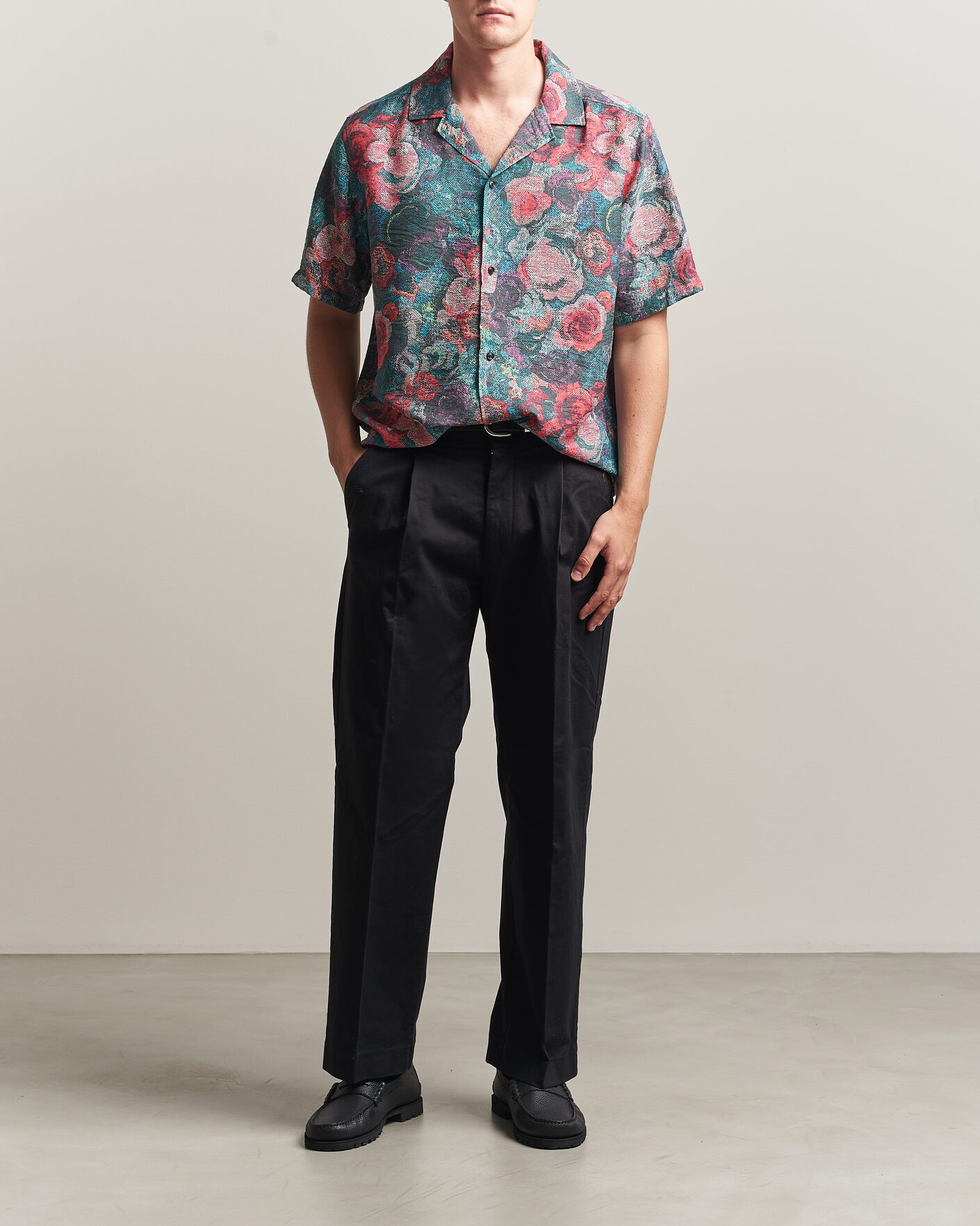 Hombres | Camisas | LES DEUX | Bouquet AOP Short Sleeve Shirt Multi