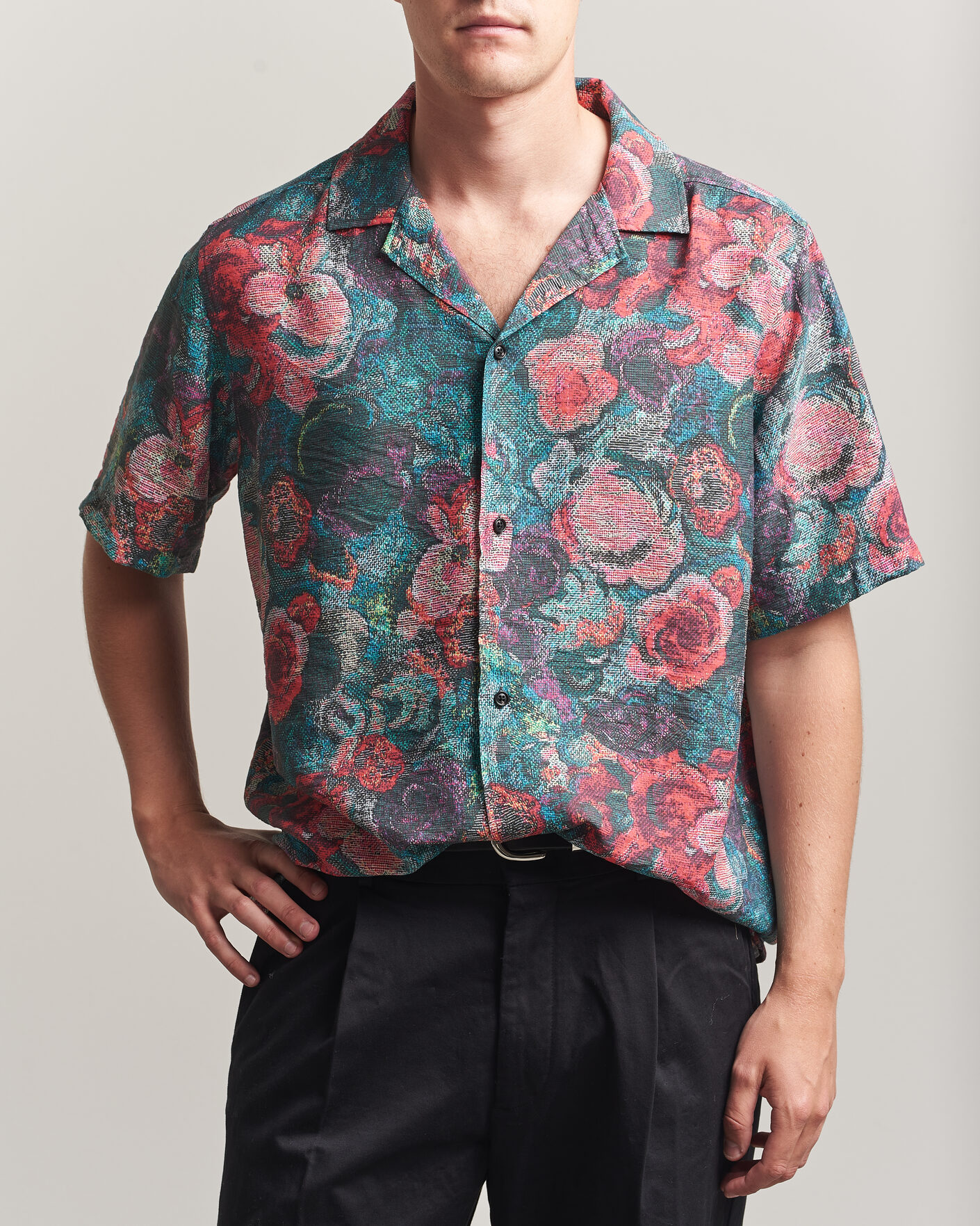 Hombres | Camisas | LES DEUX | Bouquet AOP Short Sleeve Shirt Multi