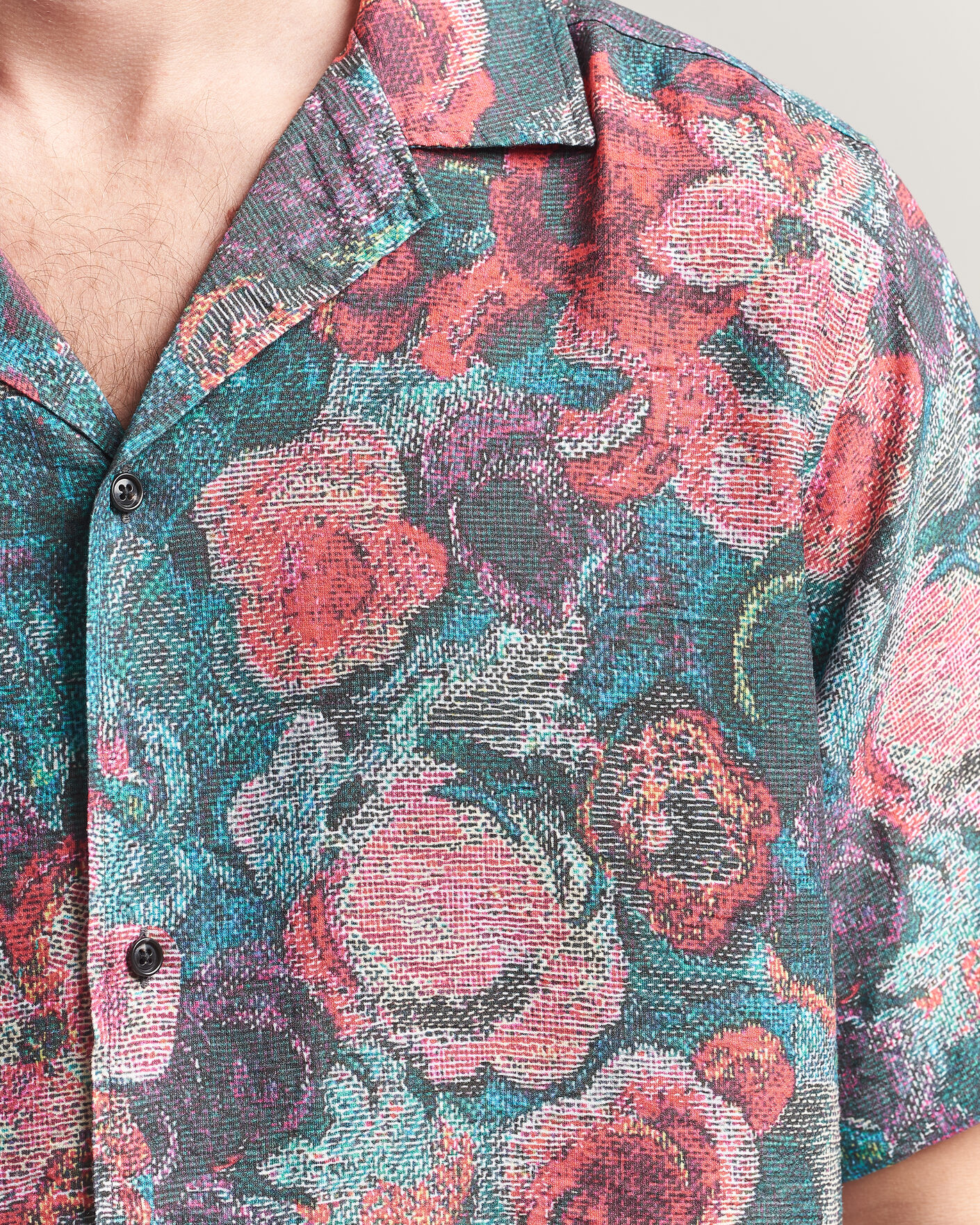 Hombres | Camisas | LES DEUX | Bouquet AOP Short Sleeve Shirt Multi