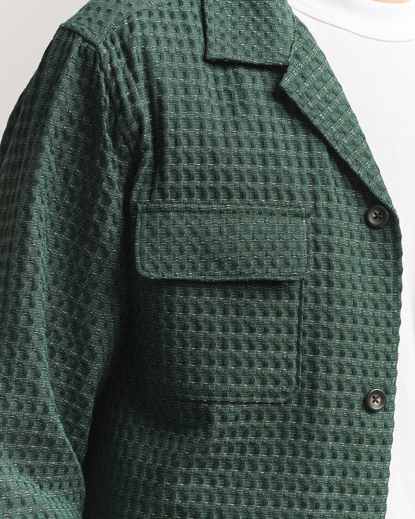 Hombres | Camisas | LES DEUX | Check Seersucker Overshirt Pine Green