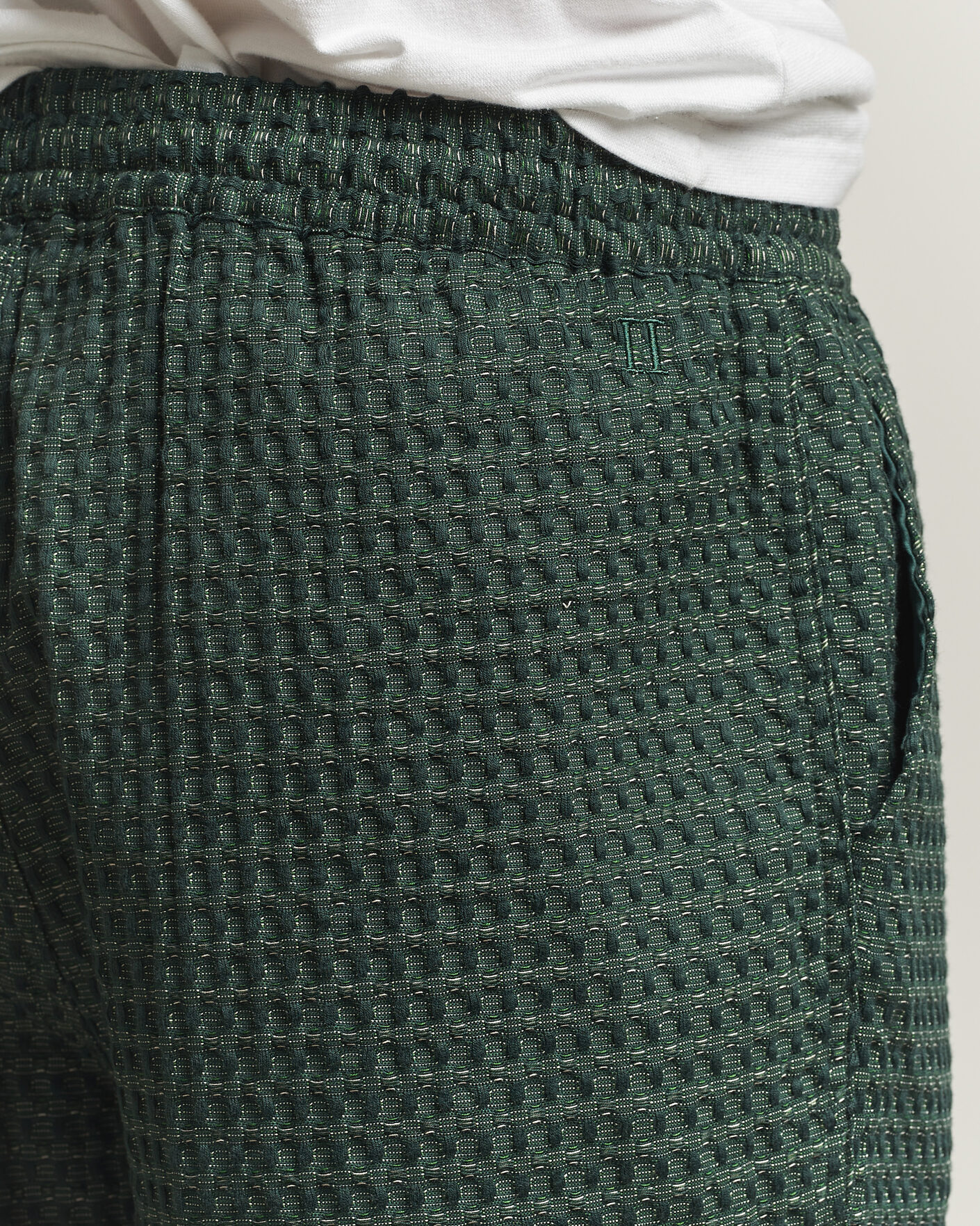 Hombres | Pantalones | LES DEUX | Check Seersucker Casual Pants Pine Green