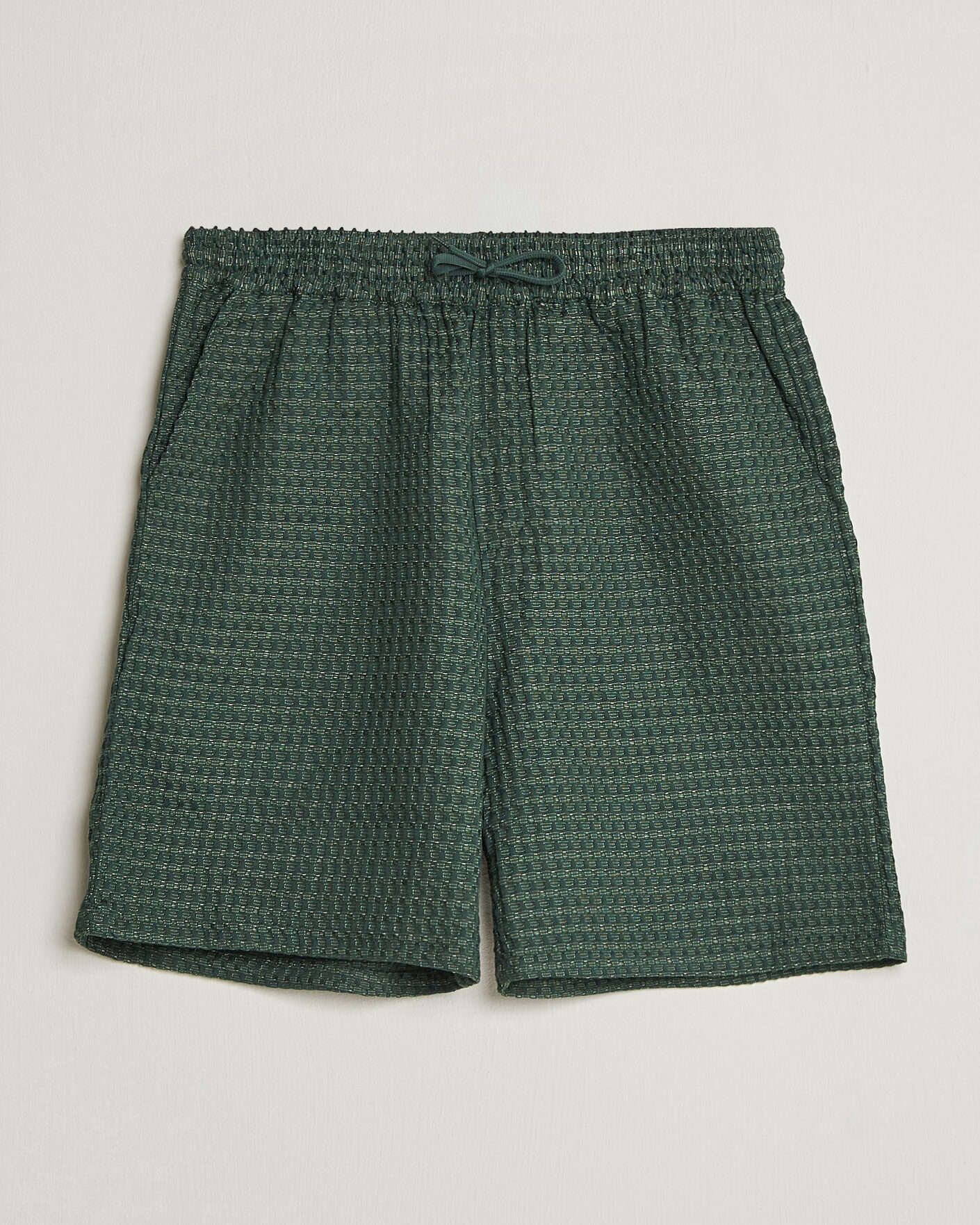 Hombres | Pantalones cortos | LES DEUX | Check Seersucker Casual Shorts Pine Green