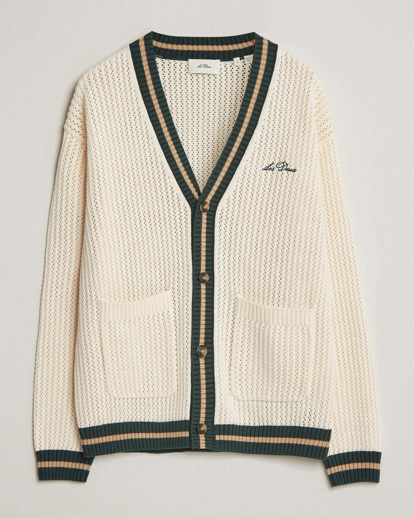 Hombres | Jerséis y prendas de punto | LES DEUX | Lace Knitted Cardigan Eggnog White