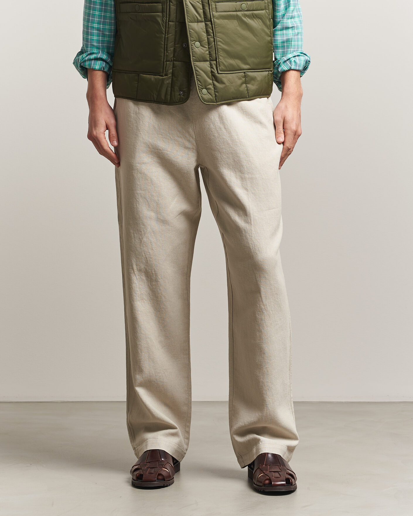 Hombres | Pantalones | LES DEUX | Linen Casual Pants Light Sand