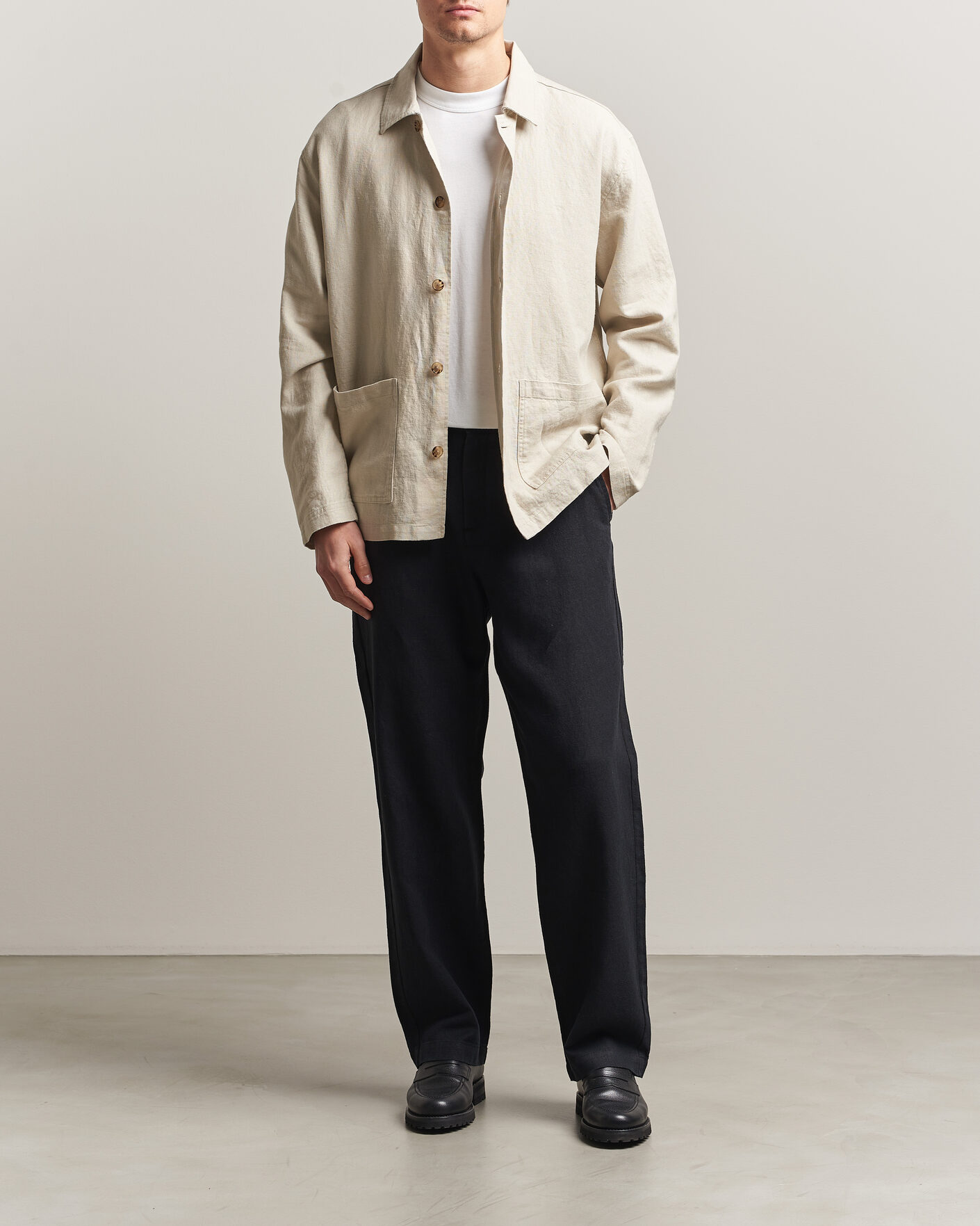 Hombres | Pantalones | LES DEUX | Linen Comfort Suit Pants Black
