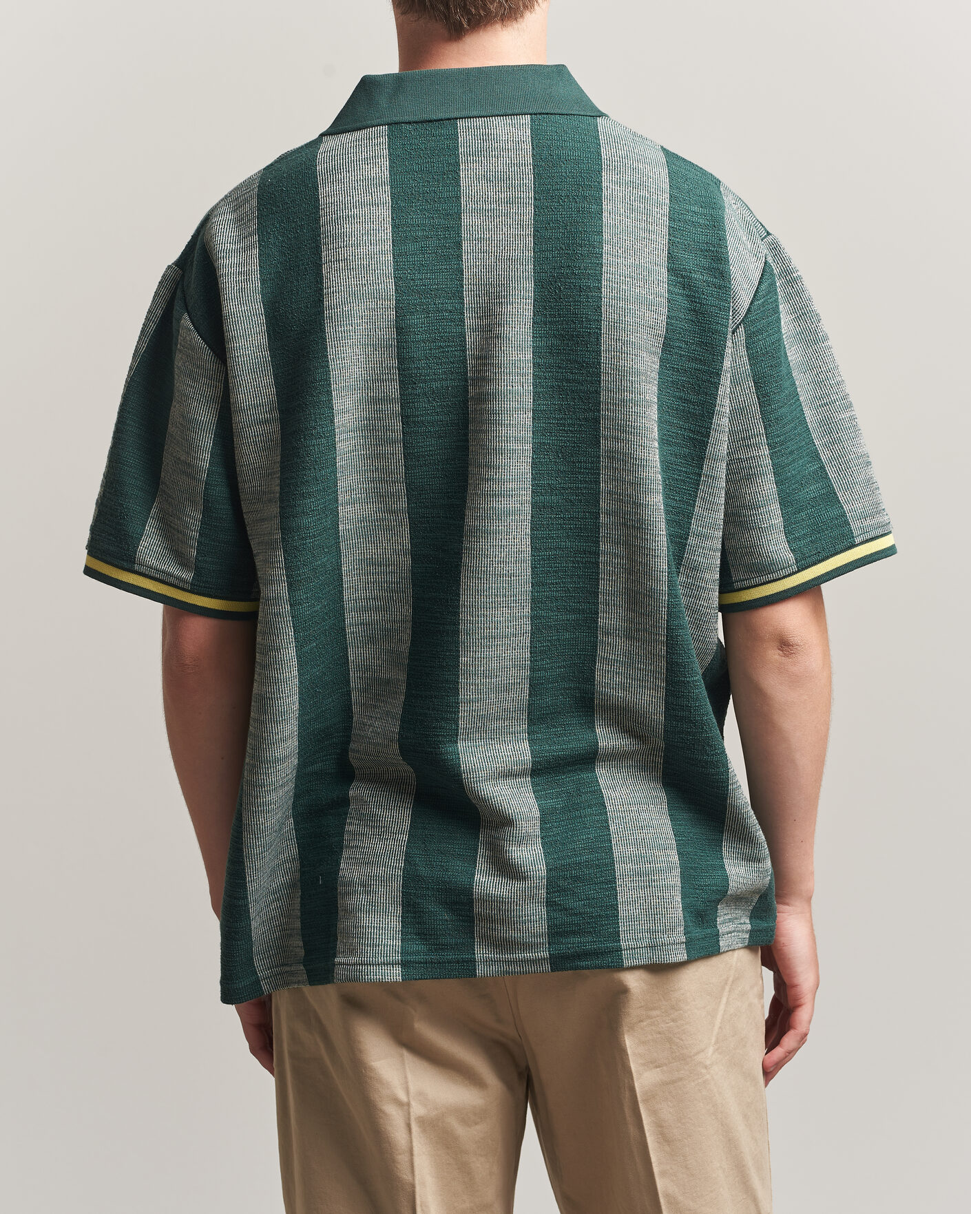 Hombres | Polos | LES DEUX | Stripe Jacquard Football Jersey Pine Green