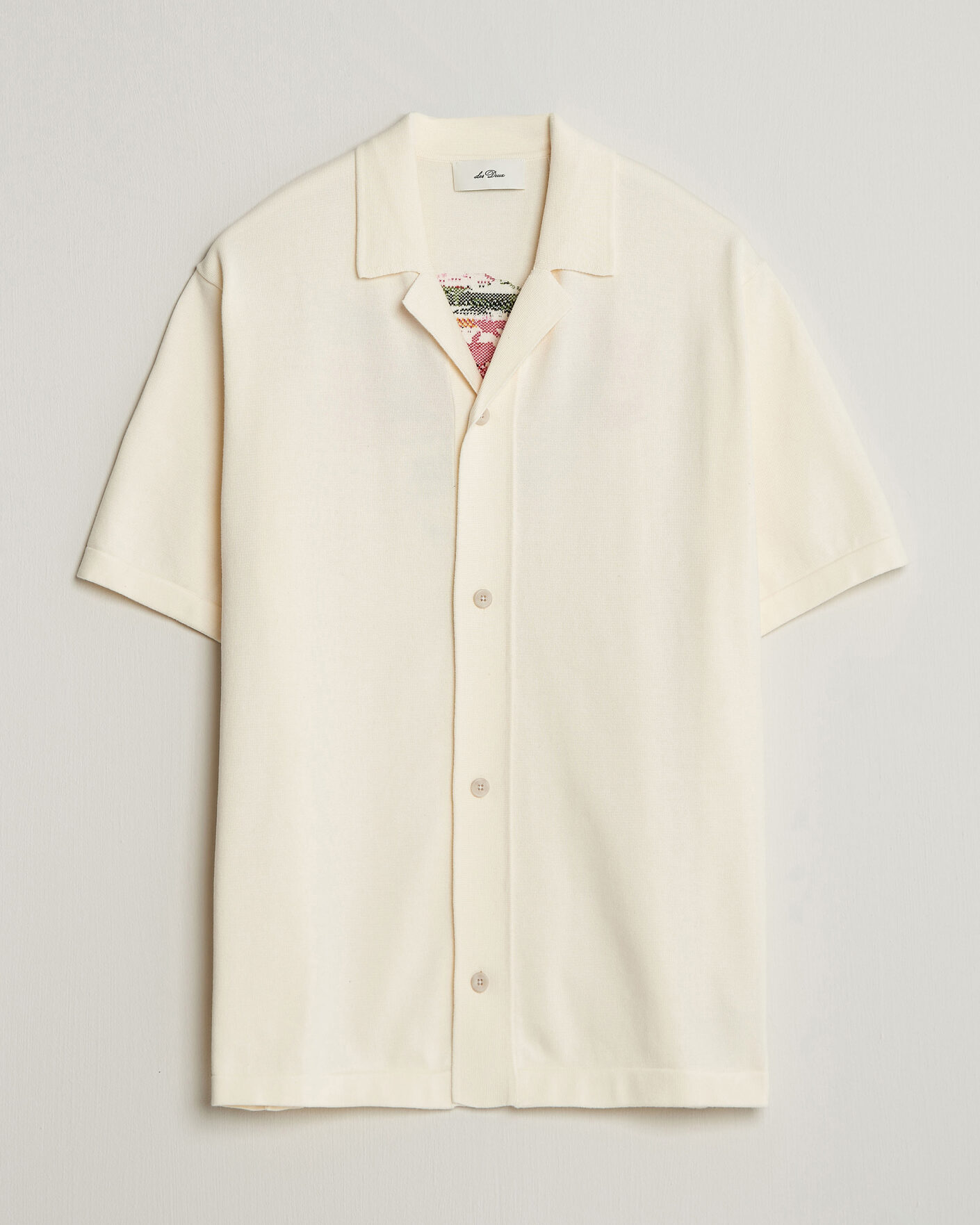 Hombres | Camisas | LES DEUX | Bouquet Knitted Short Sleeve Shirt Eggnog White
