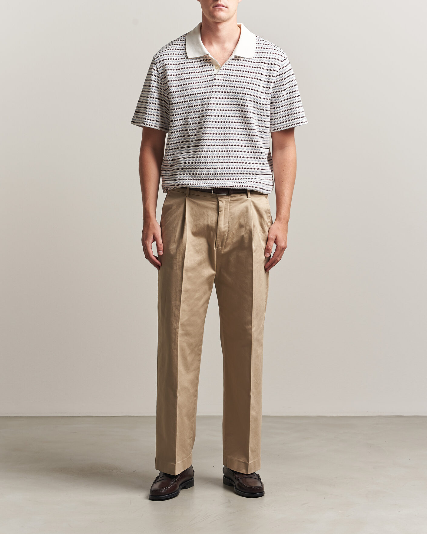 Hombres | Polos | LES DEUX | Knitted Stripe Polo Eggnog White