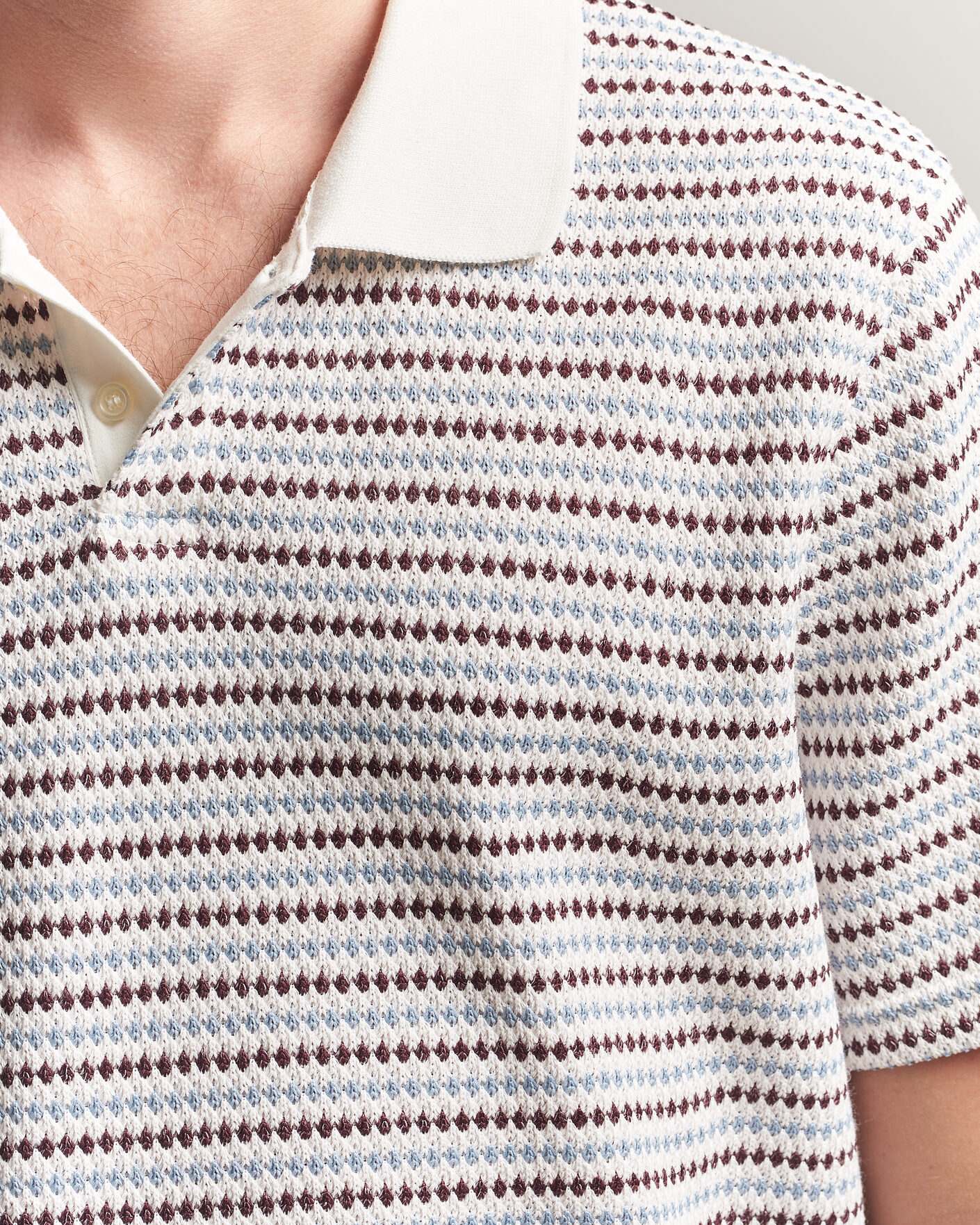 Hombres | Polos | LES DEUX | Knitted Stripe Polo Eggnog White