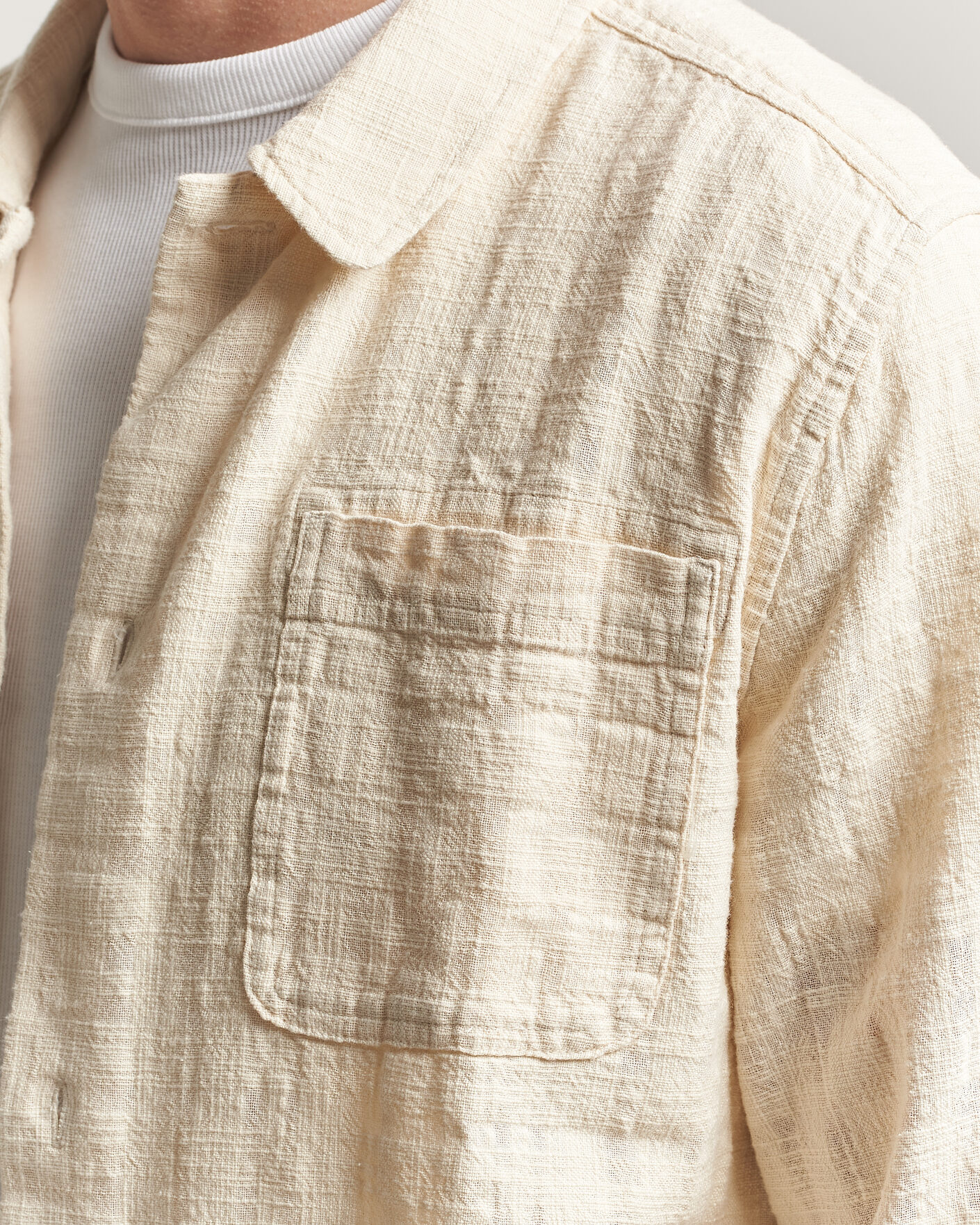 Hombres | Camisas | LES DEUX | Textured Slub Overshirt Ivory