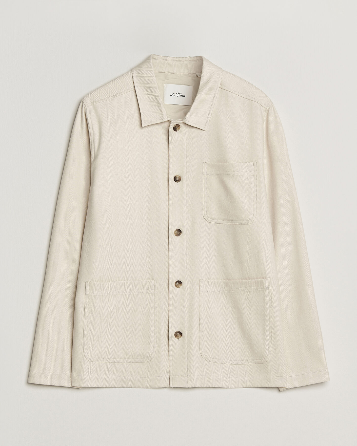 Hombres | Camisas | LES DEUX | Herringbone Overshirt Ivory