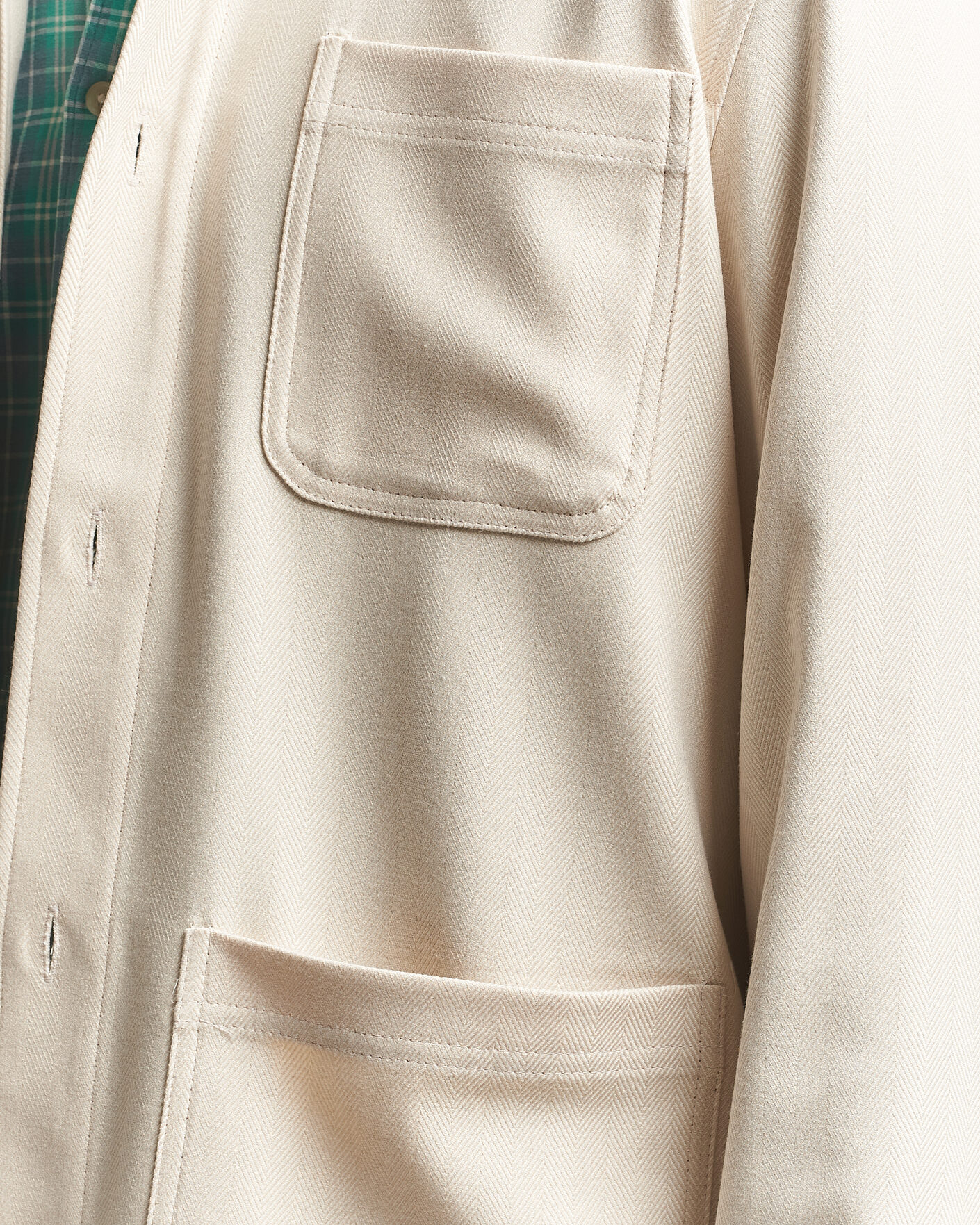 Hombres | Camisas | LES DEUX | Herringbone Overshirt Ivory