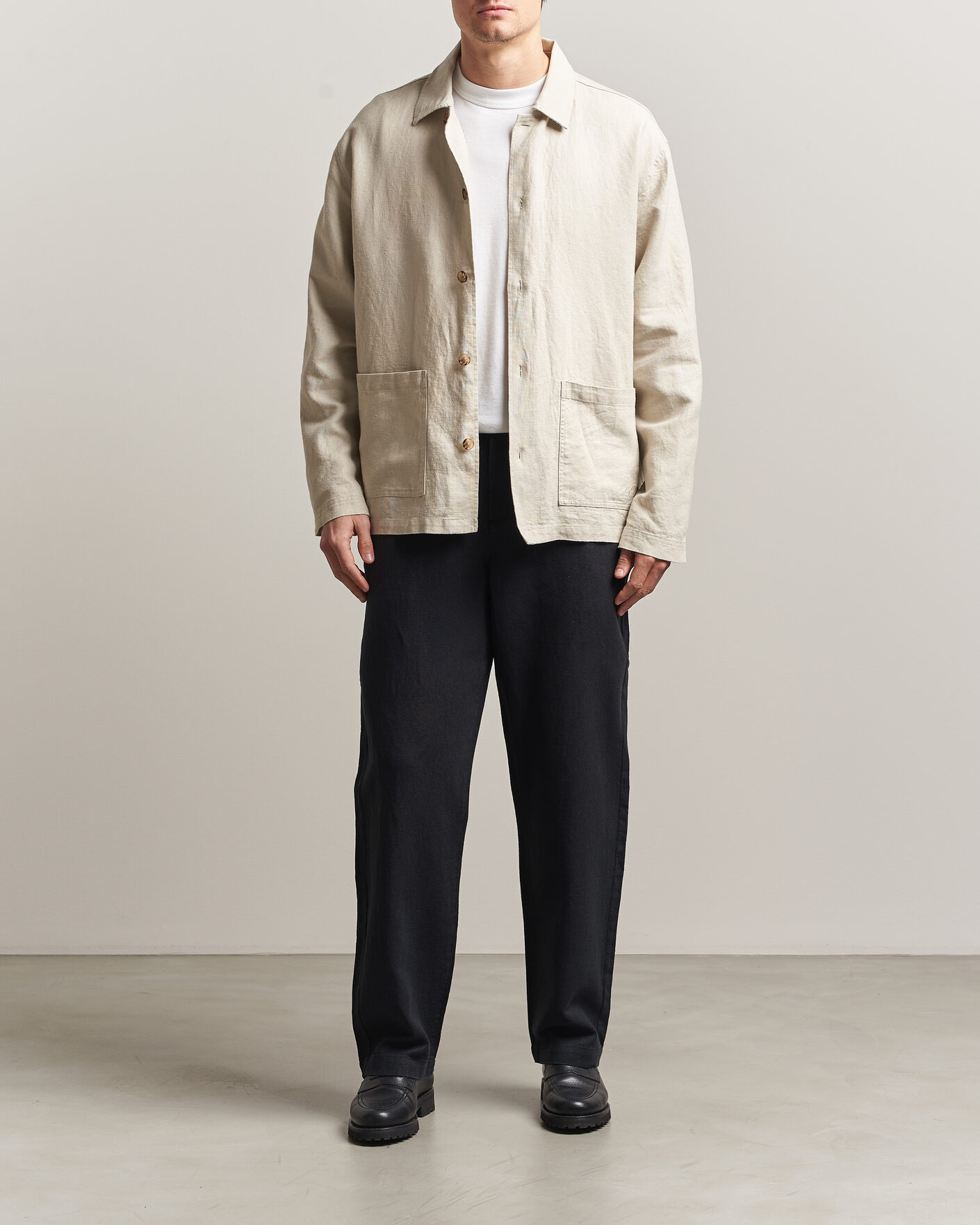 Hombres | Camisas | LES DEUX | Linen Overshirt Light Sand