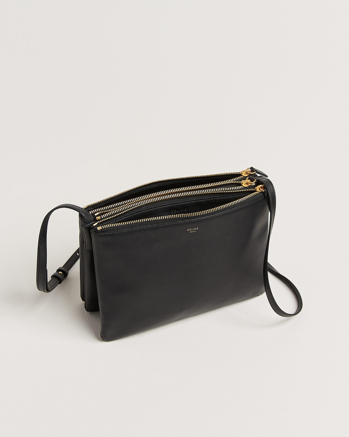 Hombres | Pre-Owned & Vintage Bags | Celine Pre-Owned | Trio Bag Medium Leather Black