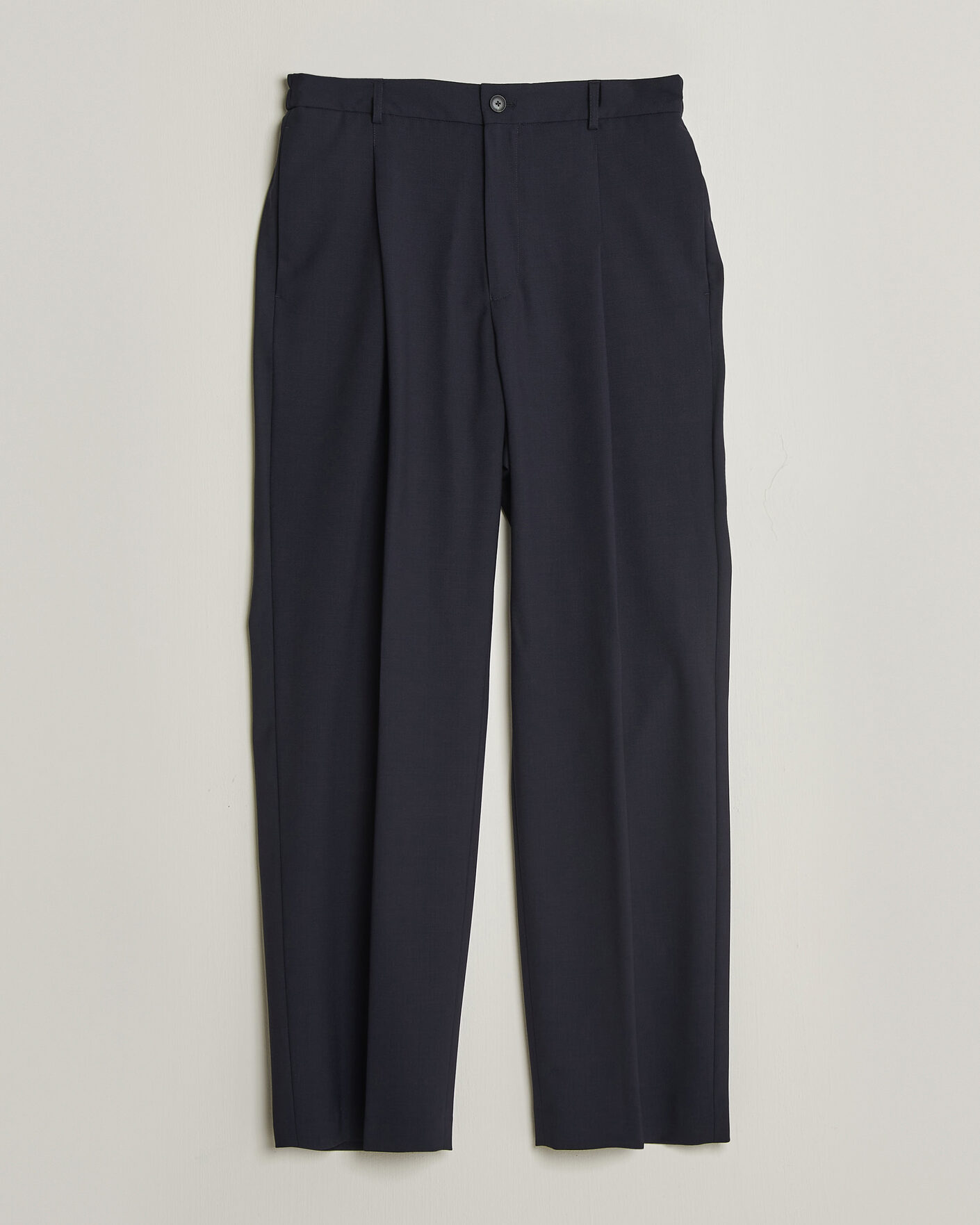 Hombres | Pantalones | BOSS BLACK | Pat Pleated Wool Trousers Dark Blue