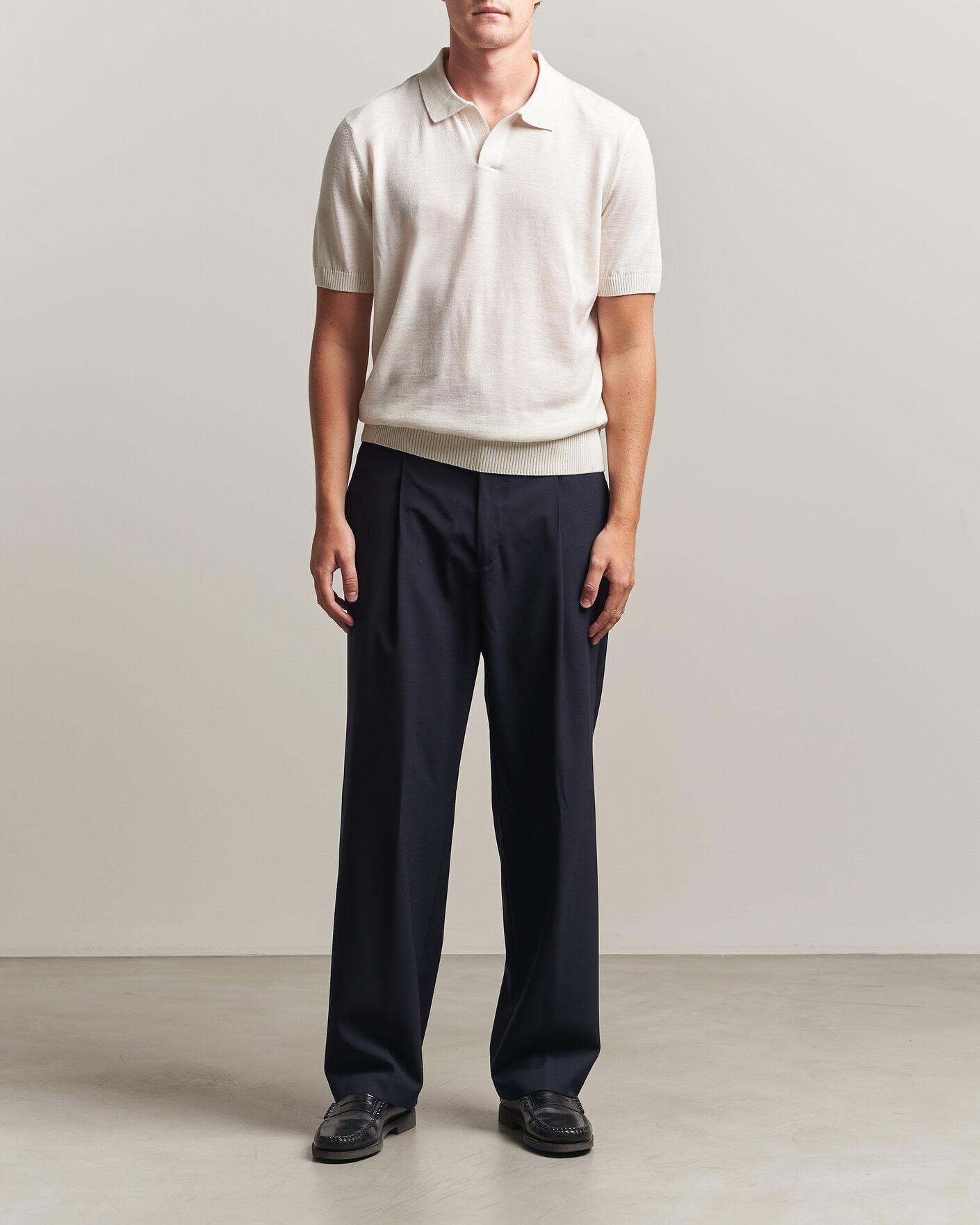 Hombres | Pantalones | BOSS BLACK | Pat Pleated Wool Trousers Dark Blue