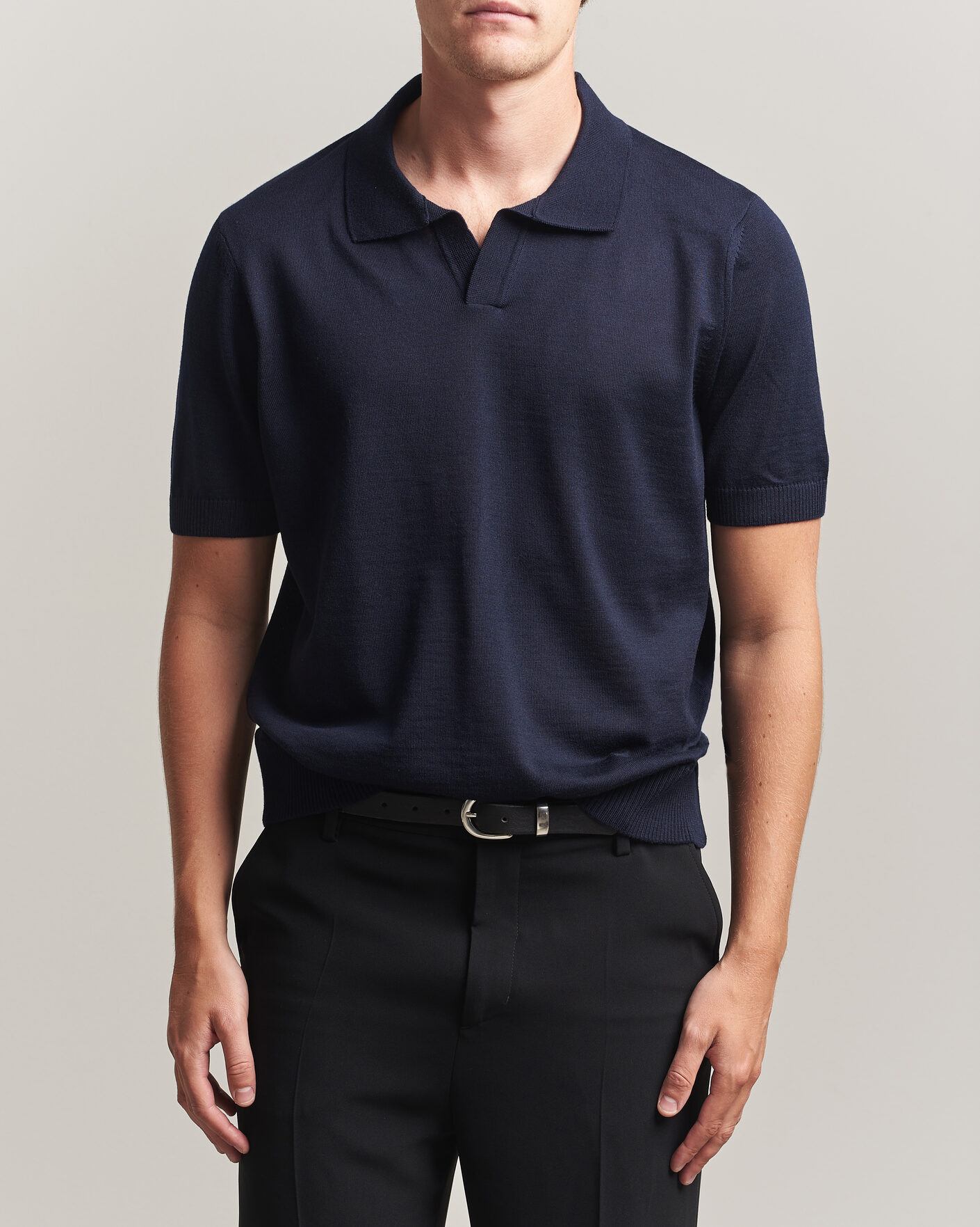 Hombres | Polos | BOSS BLACK | Lantoni Knitted Polo Dark Blue