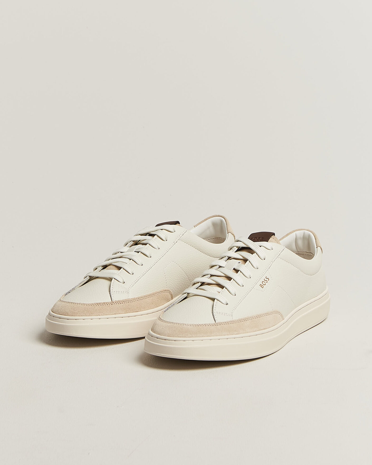Hombres | Zapatillas | BOSS BLACK | Kieran Leather/Suede Sneaker Open White