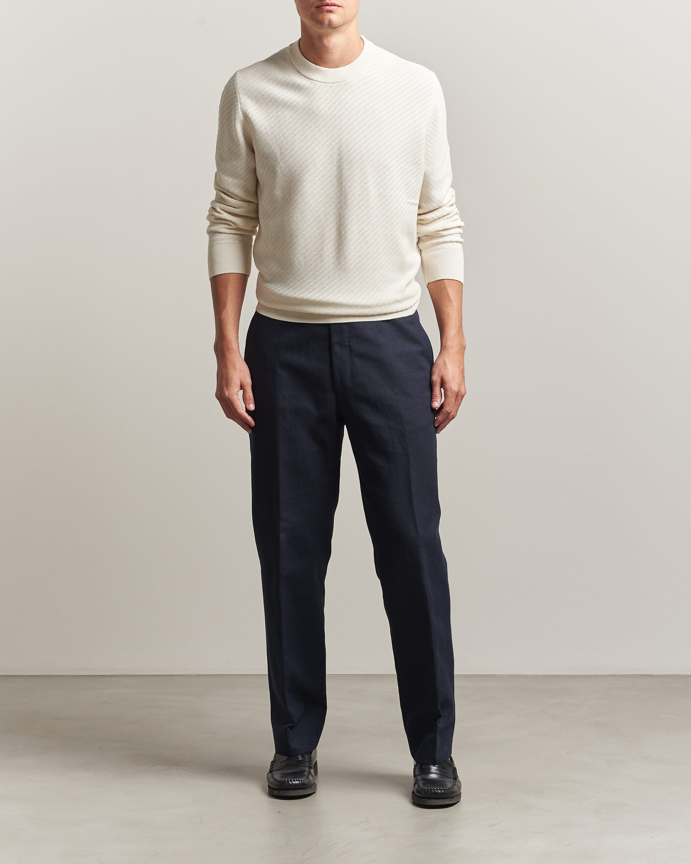 Hombres | Jerséis y prendas de punto | BOSS BLACK | Lofranco Structured Knitted Sweater Open White