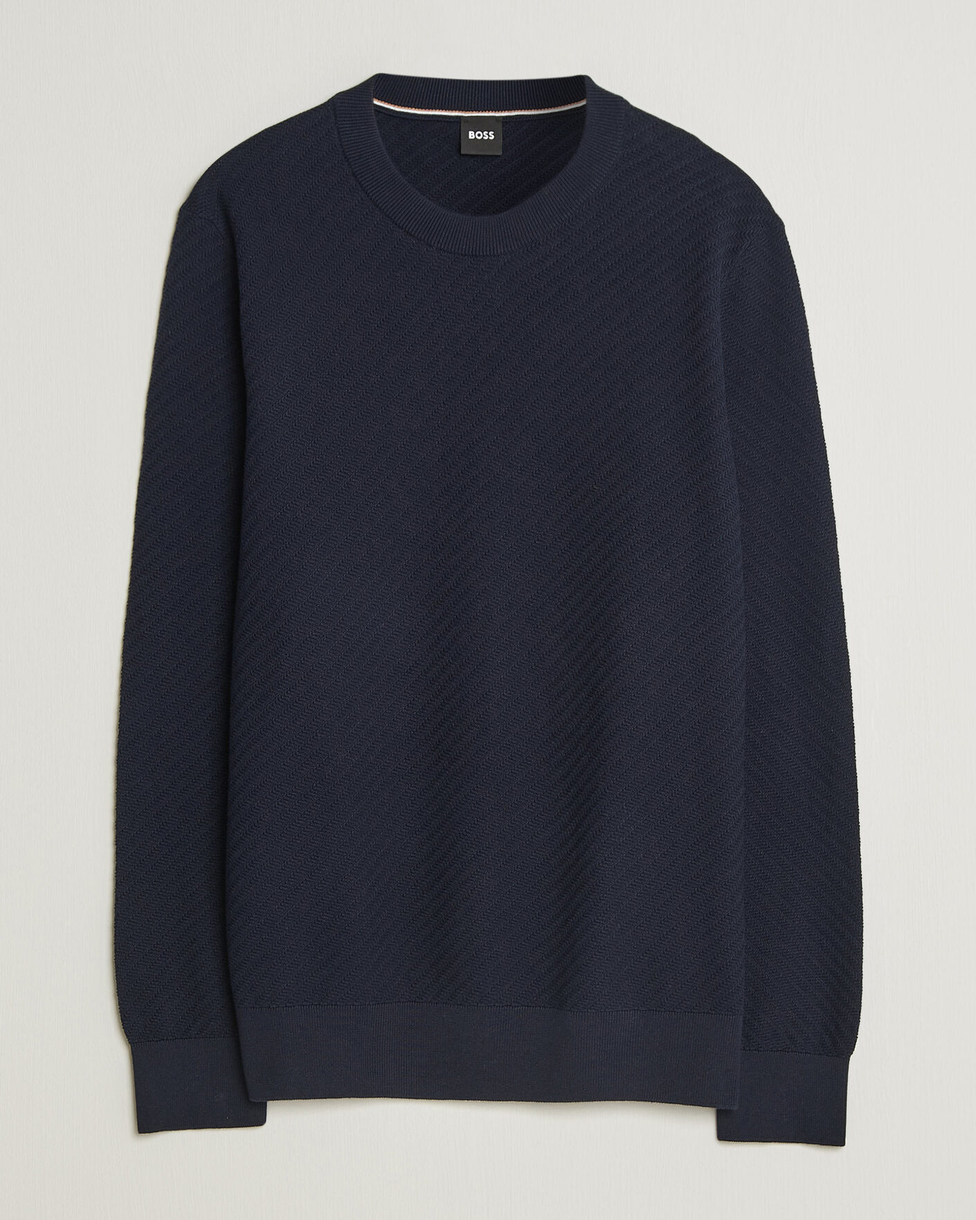 Hombres | Jerséis y prendas de punto | BOSS BLACK | Lofranco Structured Knitted Sweater Dark Blue