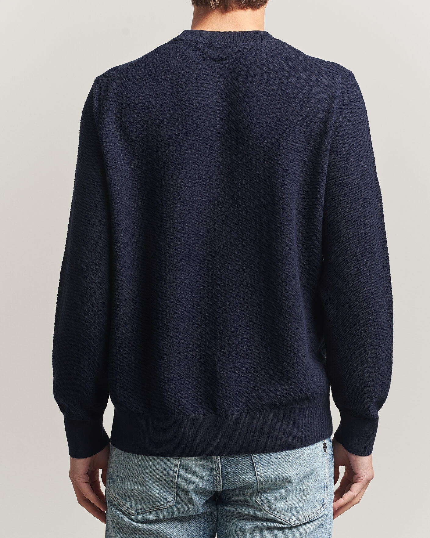 Hombres | Jerséis y prendas de punto | BOSS BLACK | Lofranco Structured Knitted Sweater Dark Blue