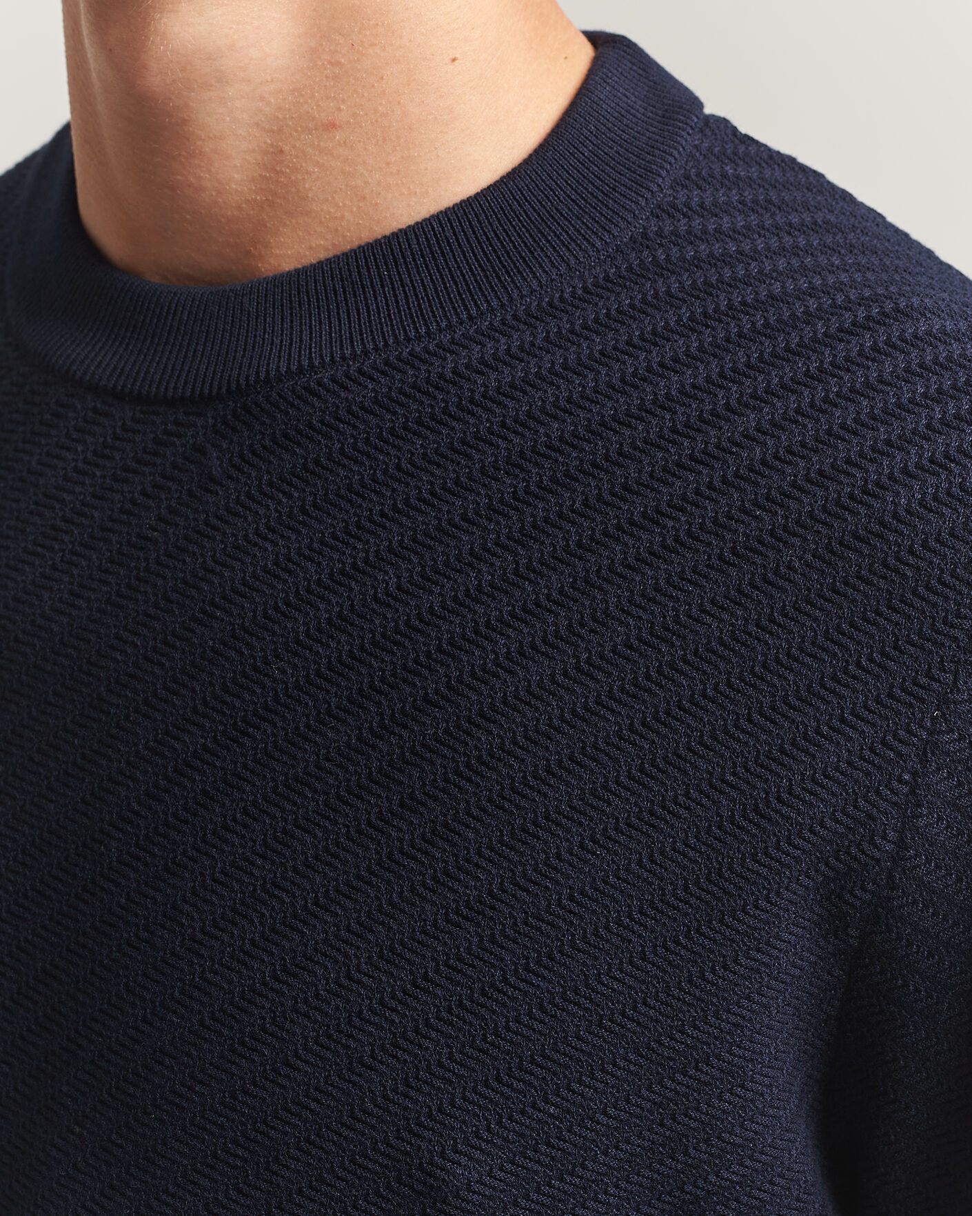 Hombres | Jerséis y prendas de punto | BOSS BLACK | Lofranco Structured Knitted Sweater Dark Blue
