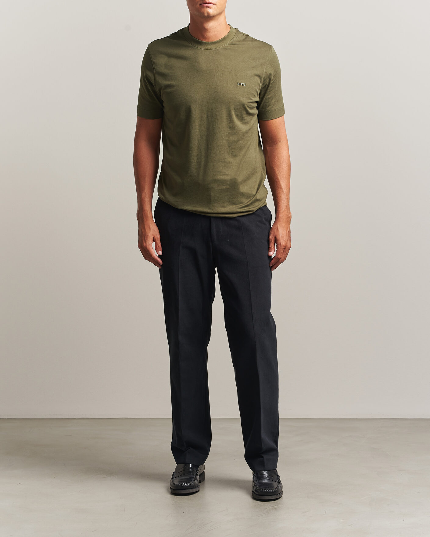 Hombres | Camisetas | BOSS BLACK | Thompson Crew Neck T-Shirt Open Green
