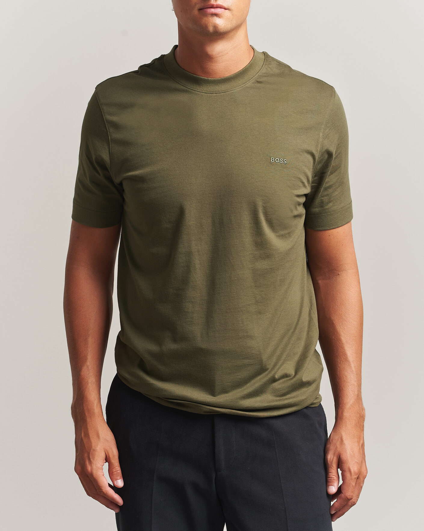 Hombres | Camisetas | BOSS BLACK | Thompson Crew Neck T-Shirt Open Green