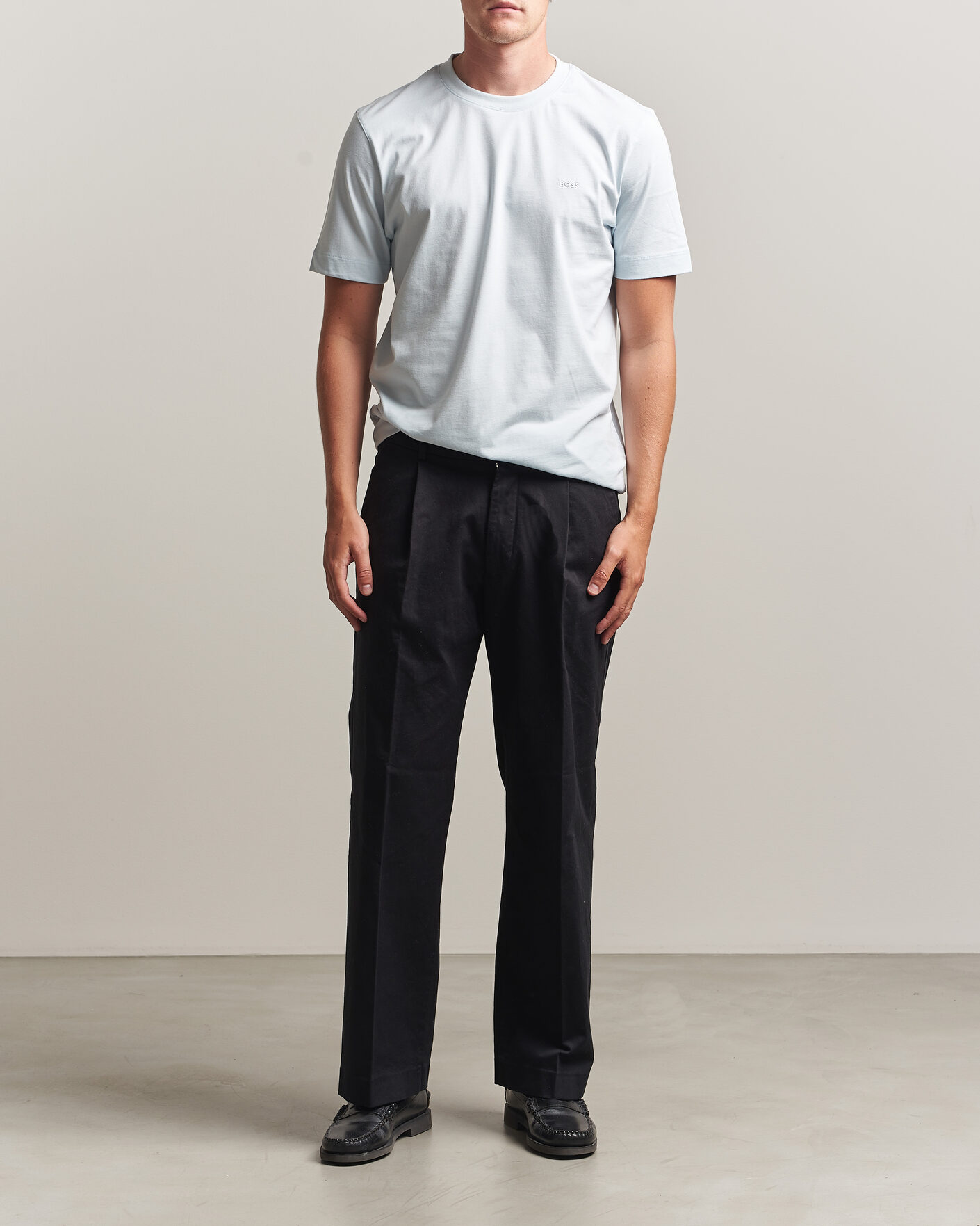 Hombres | Camisetas | BOSS BLACK | Thompson Crew Neck T-Shirt Open Blue