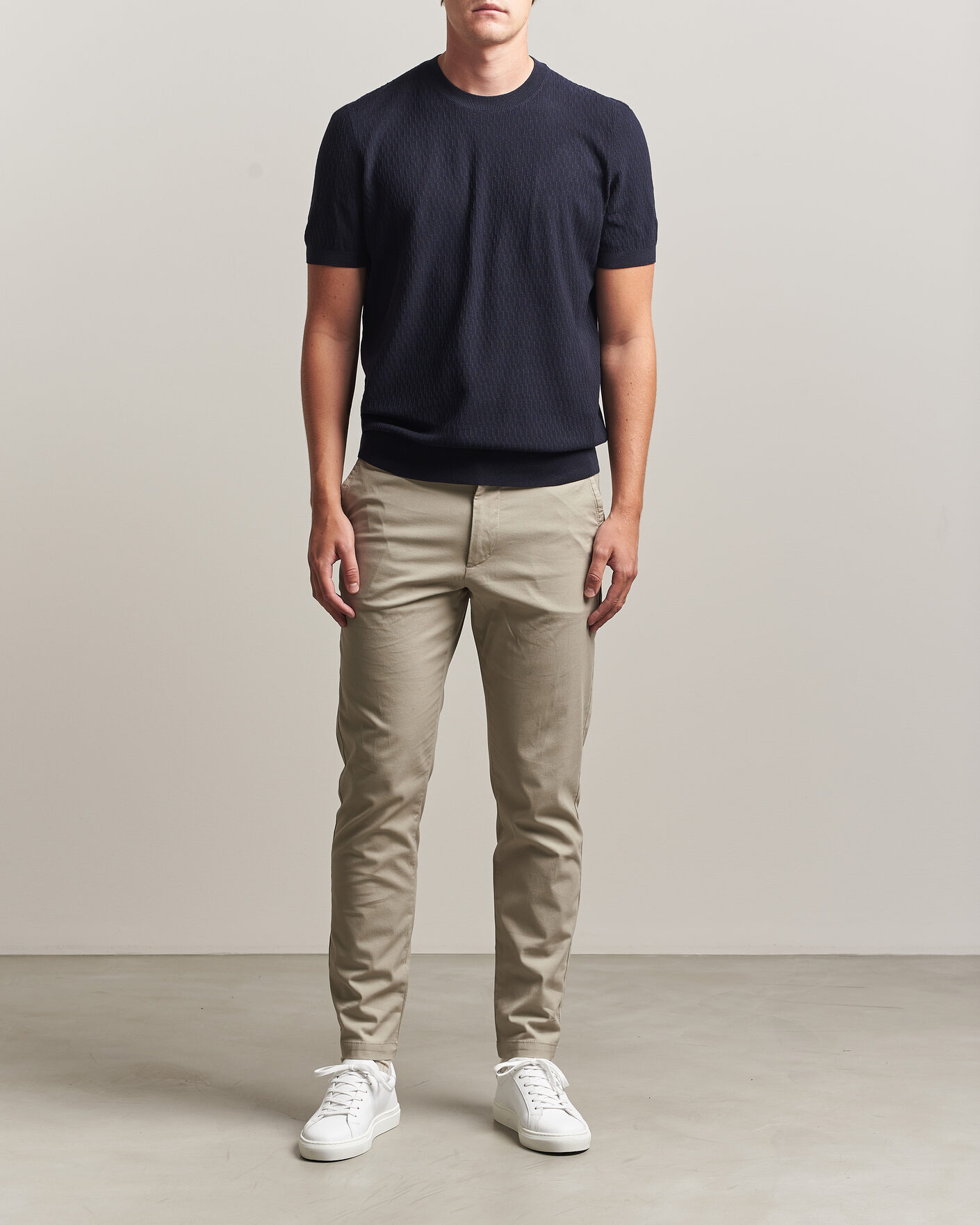 Hombres | Camisetas | BOSS BLACK | Laruso Structured Knitted T-Shirt Dark Blue